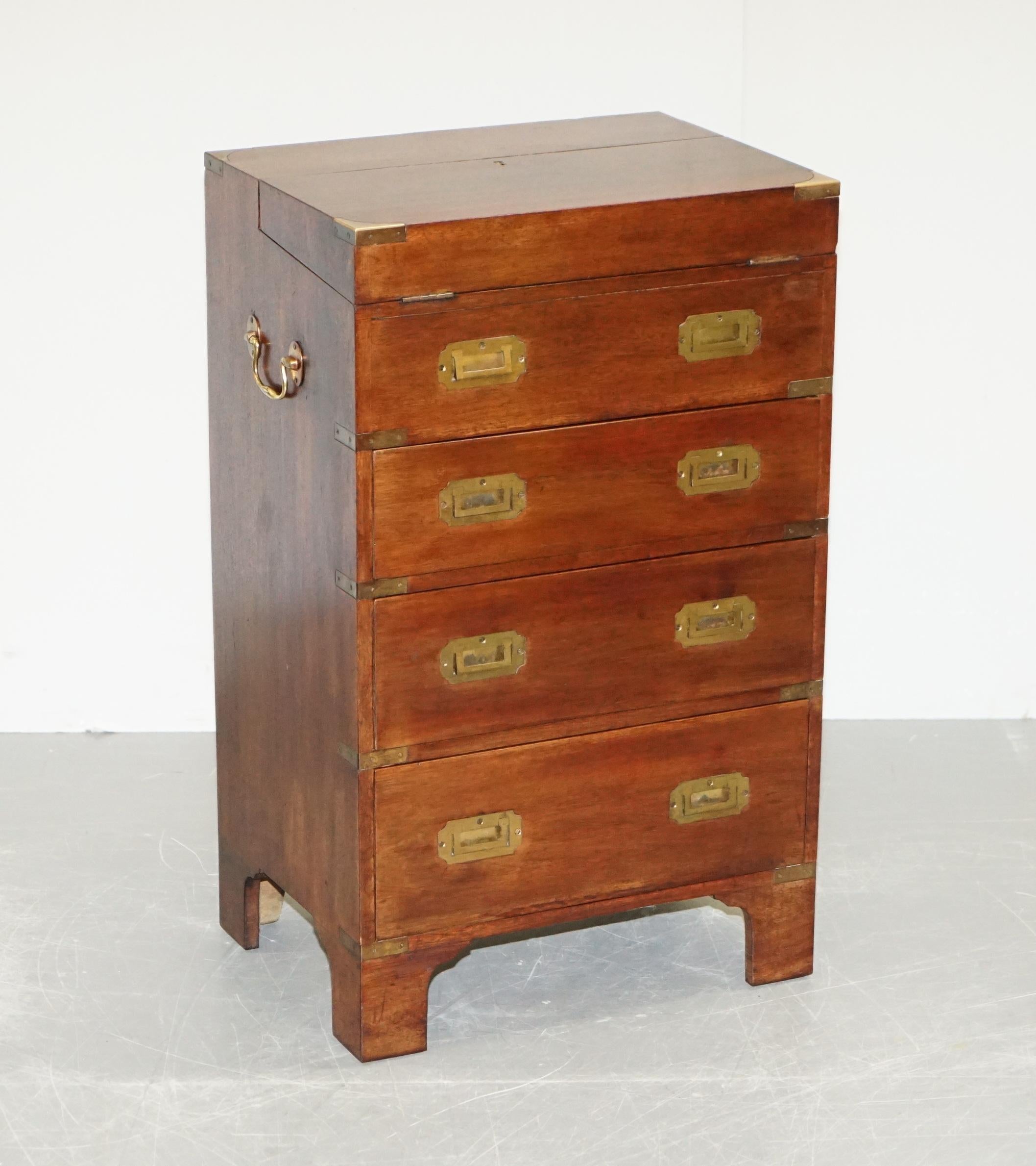 Wimbledon-Furniture

Wimbledon-Furniture is delighted to offer for sale this lovely hand made in England Kennedy Furniture retailed through Harrods London Military Campaign chest of drawers with writing slope

Please note the delivery fee listed
