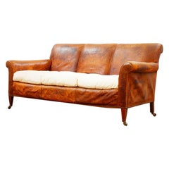 Antique Harrods Leather Country House English Sofa, circa 1910