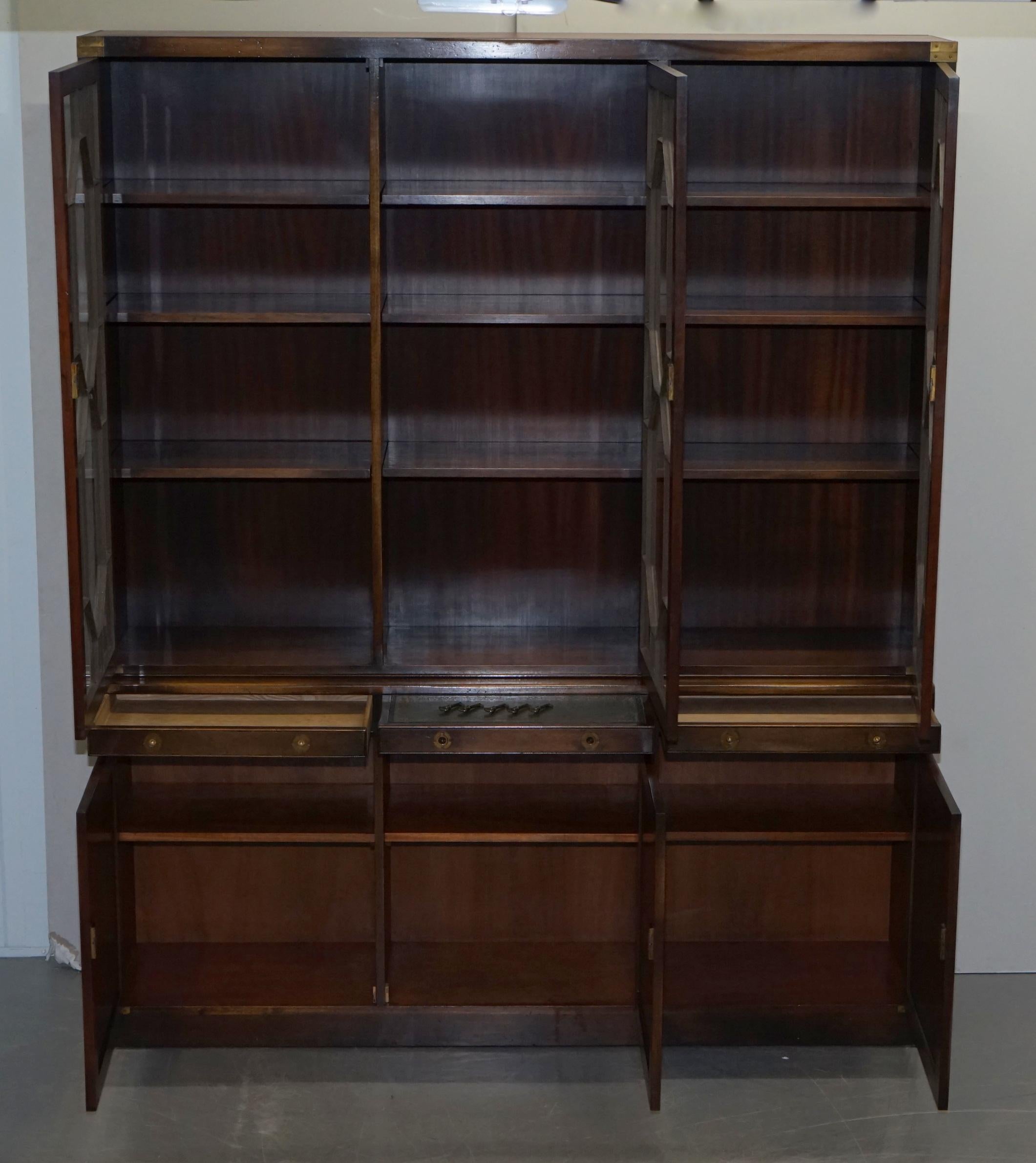 Harrods London Astral Glazed Military Campaign Library Bookcase Leather Desk 10