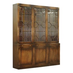 Harrods London Astral Glazed Military Campaign Library Bookcase Leather Desk