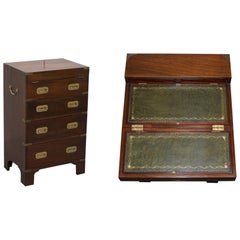 Harrods London Commode Kennedy avec bureau en cuir vert en pente pour écrire