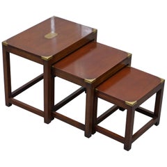 Harrods London Kennedy Furniture Mahogany Nest of Campaign Military Tables