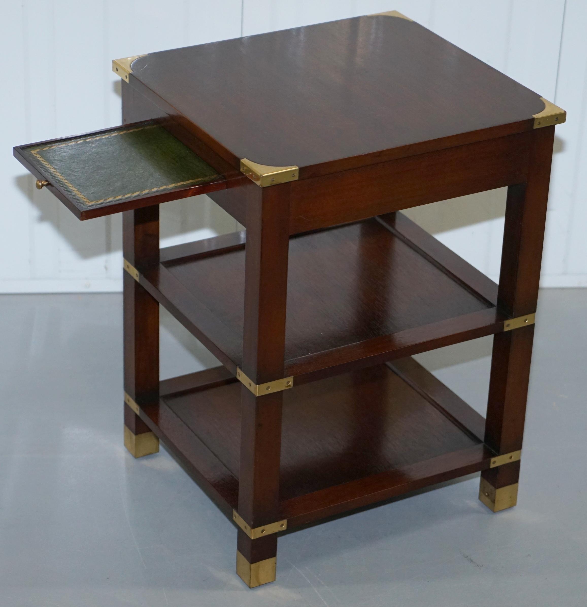 Harrods London Kennedy Furniture Side End Lamp Table with Leather Butlers Tray 5