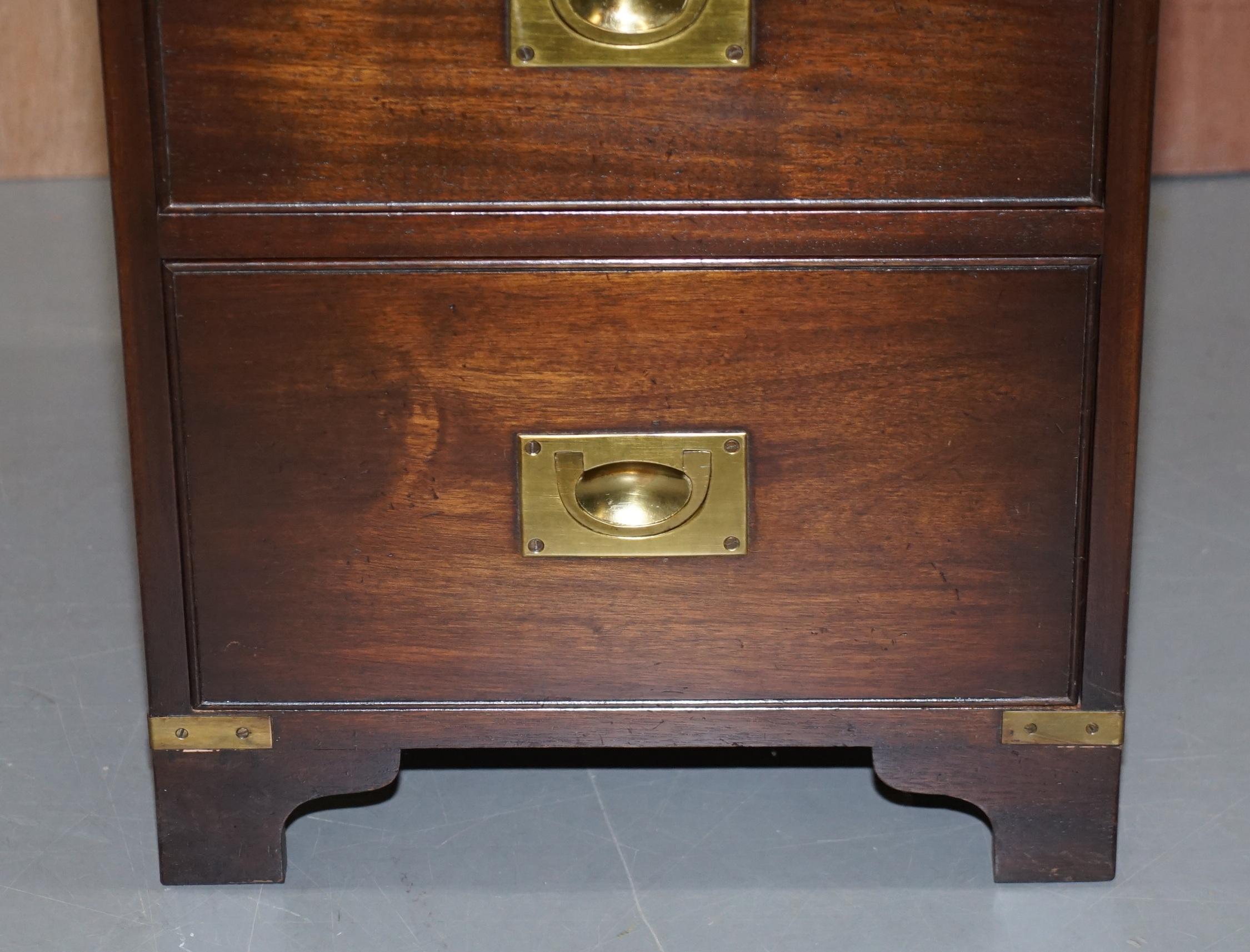 20th Century Harrods London Kennedy Military Campaign Bedside Table Size Chest of Drawers