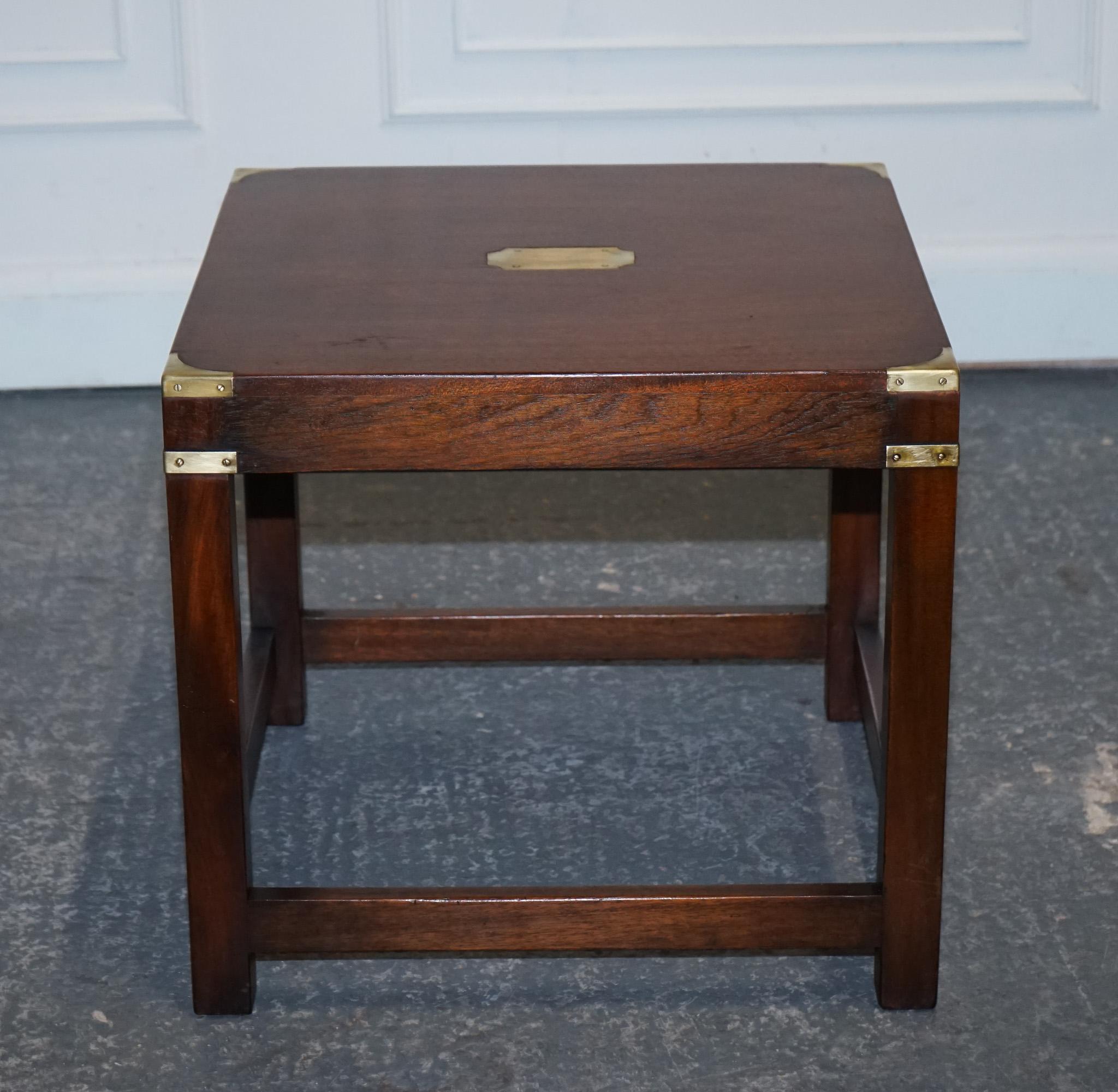 Hand-Crafted HARRODS LONDON KENNEDY MILITARY CAMPAIGN BRASS FITTINGS SIDE END WiNE LAMP TABLE For Sale