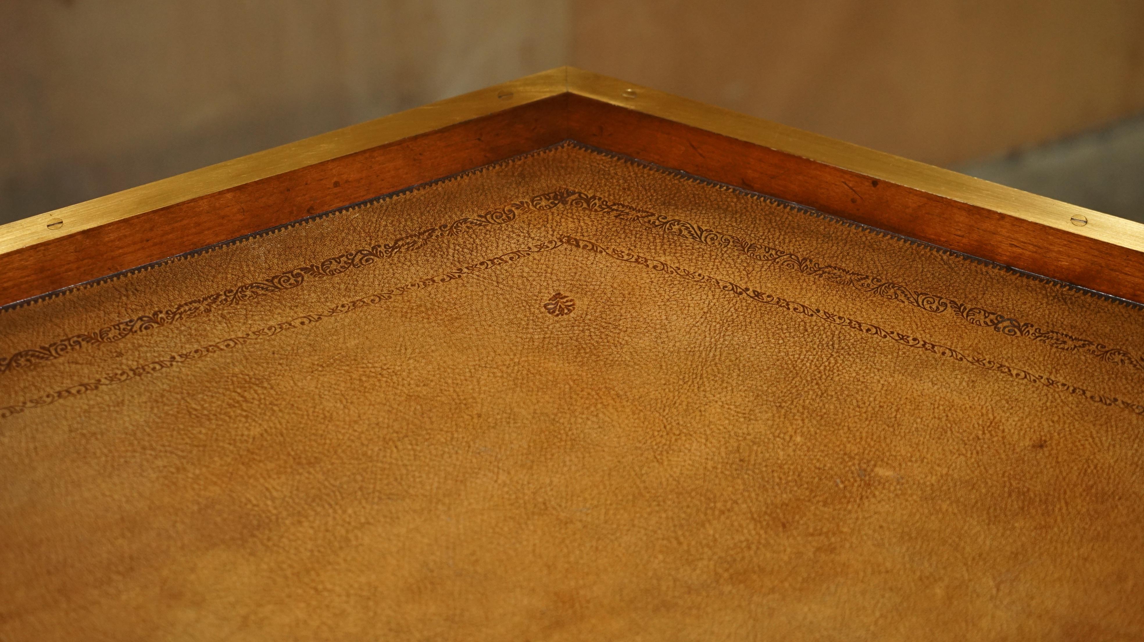 Harrods London Kennedy Military Campaign Four Drawer Centre Library Drum Table 11