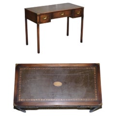 Harrods London Kennedy Military Campaign Leather Writing Table Desk