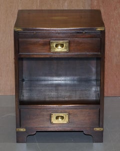 HARRODS LONDON KENNEDY MILITARY CAMPAIGN SIDE END LAMP WINE TABLE + BUTLERs TRAY