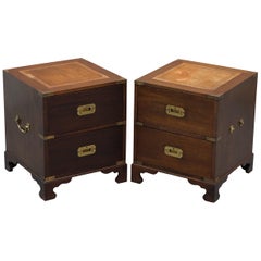 campaign side tables Harrods London Kennedy Military Campaign Side Table Drawers Pair Brown Leather