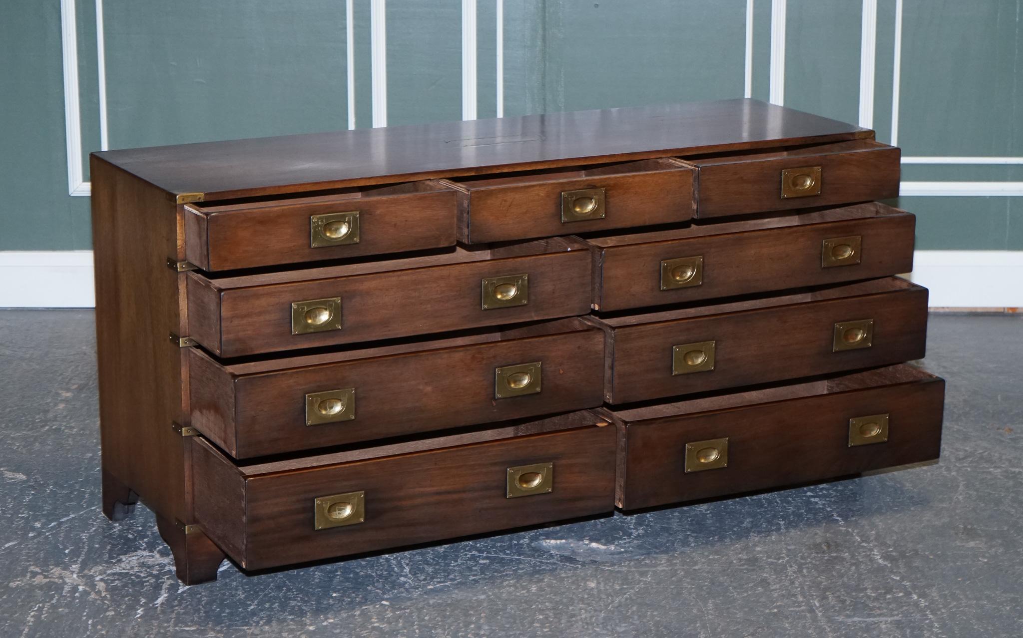 British Harrods London Kennedy Military Campaign Sideboard Chest of Drawers