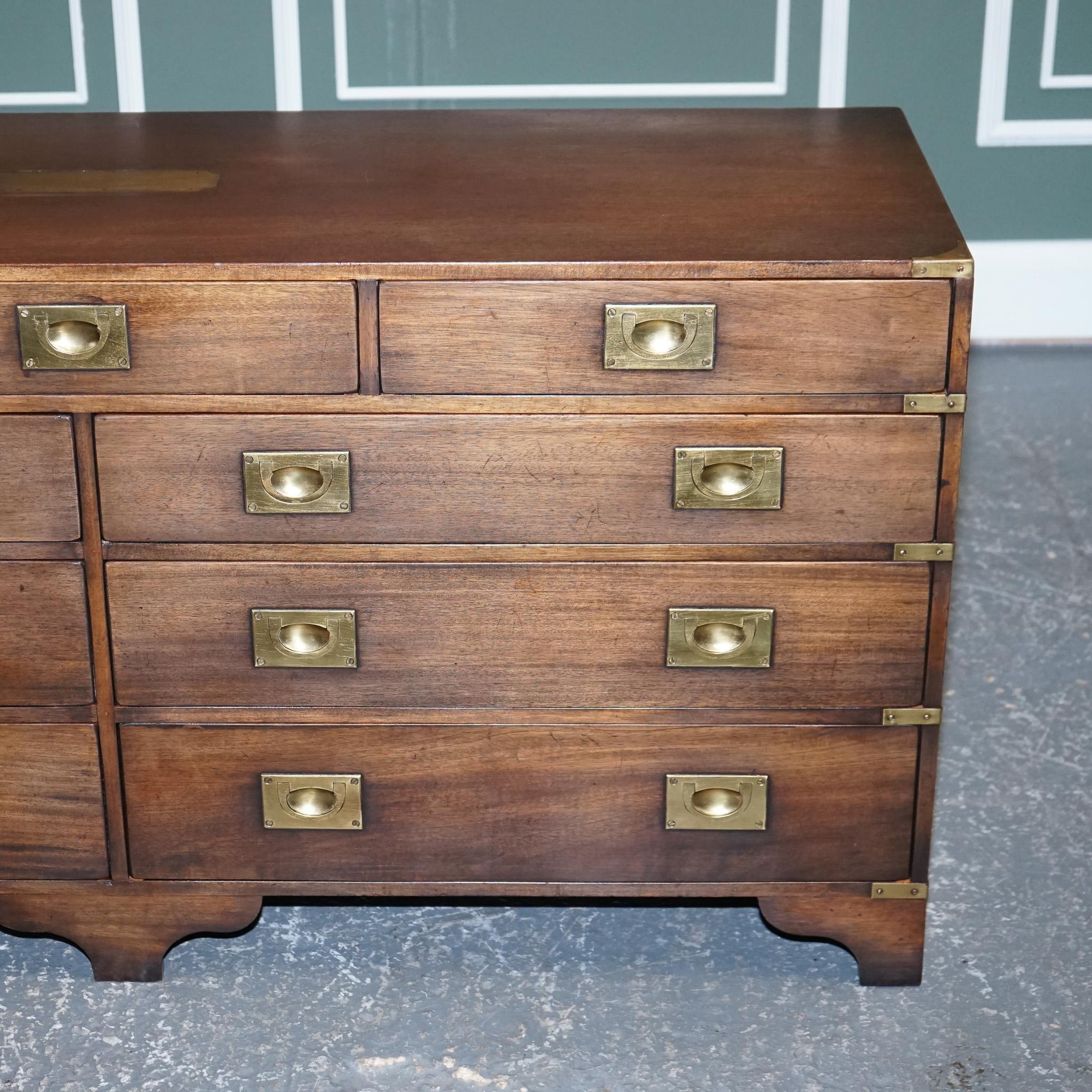 Hardwood Harrods London Kennedy Military Campaign Sideboard Chest of Drawers