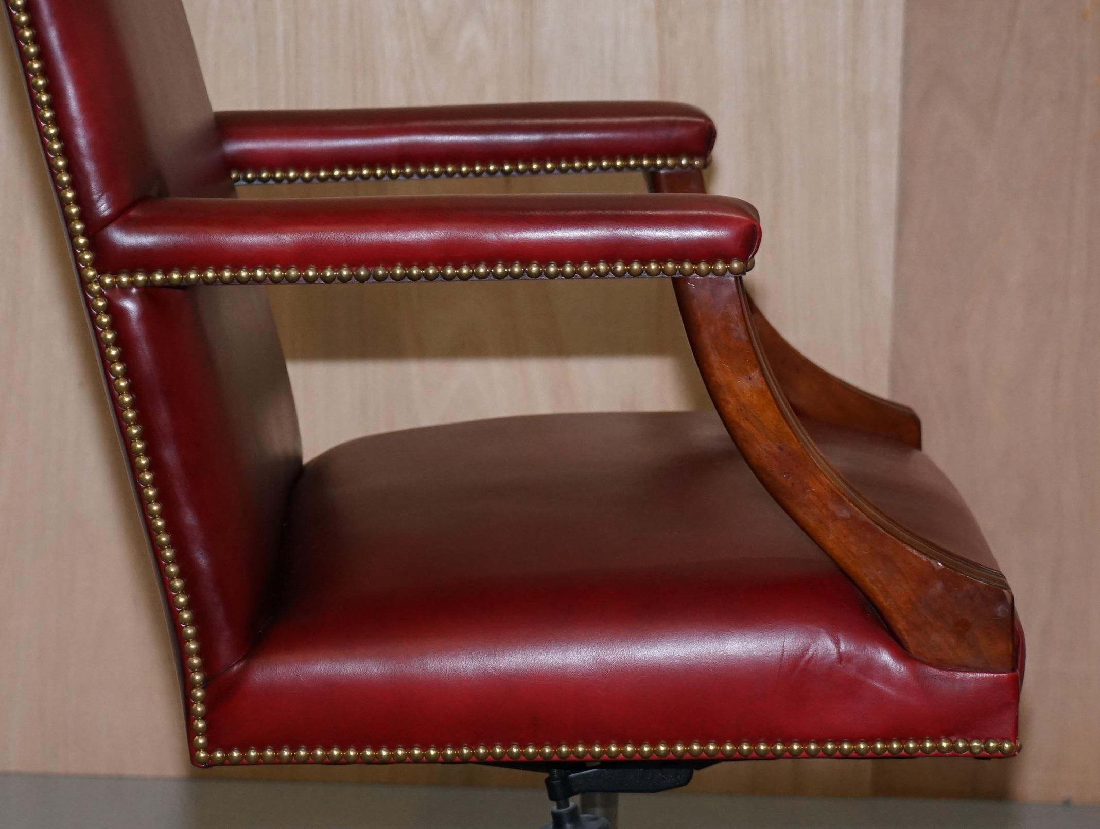 Harrods London Kennedy Oxblood Leather Captains Directors Chair 3