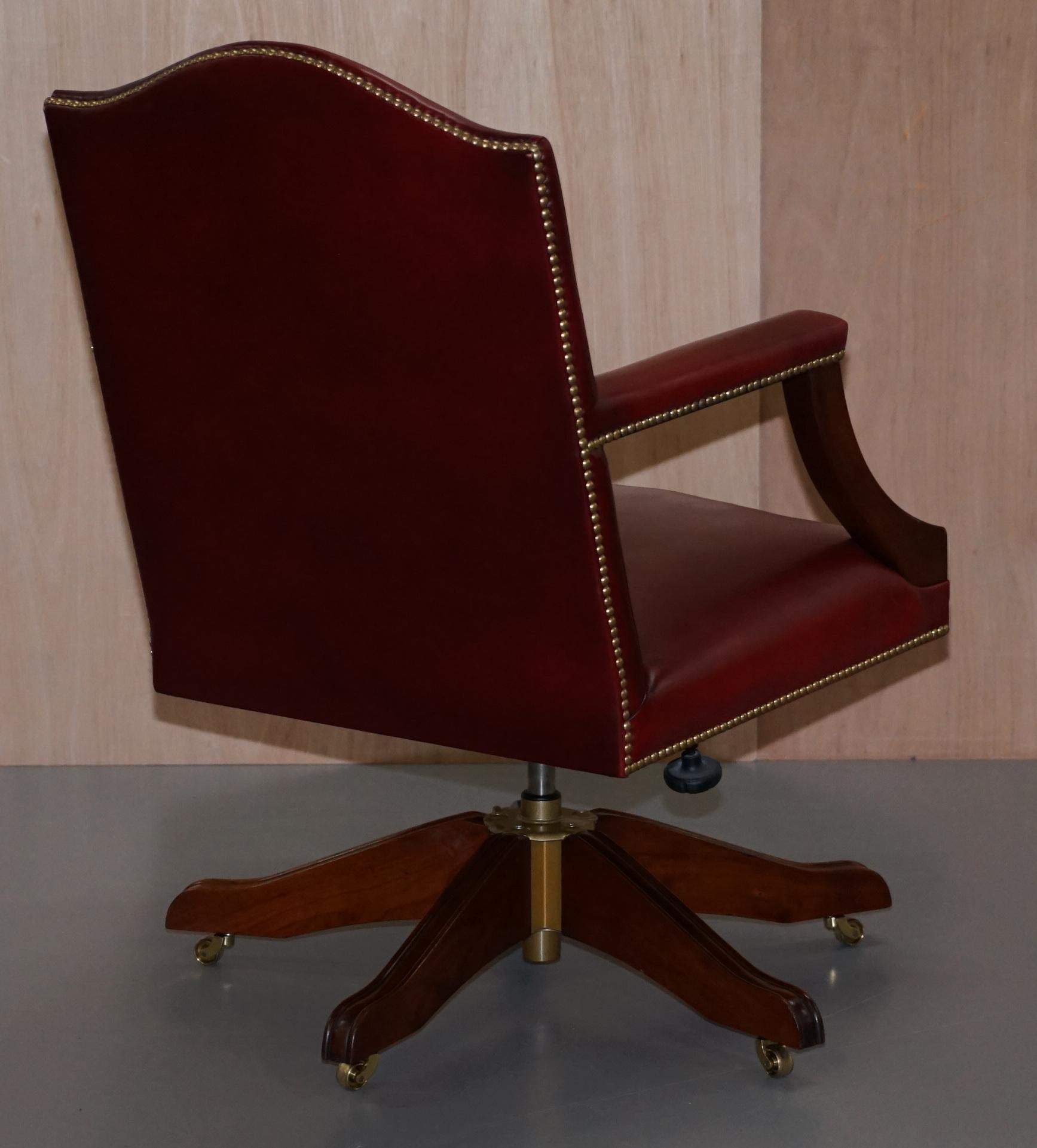 Harrods London Kennedy Oxblood Leather Captains Directors Chair 5