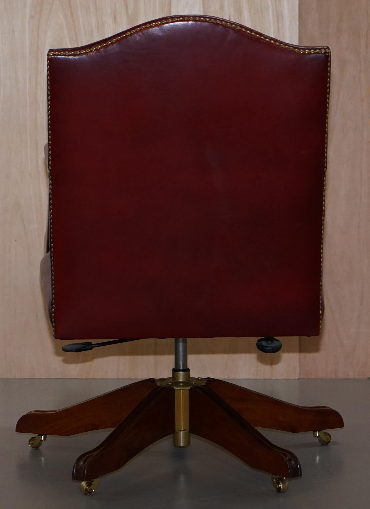 Harrods London Kennedy Oxblood Leather Captains Directors Chair 5
