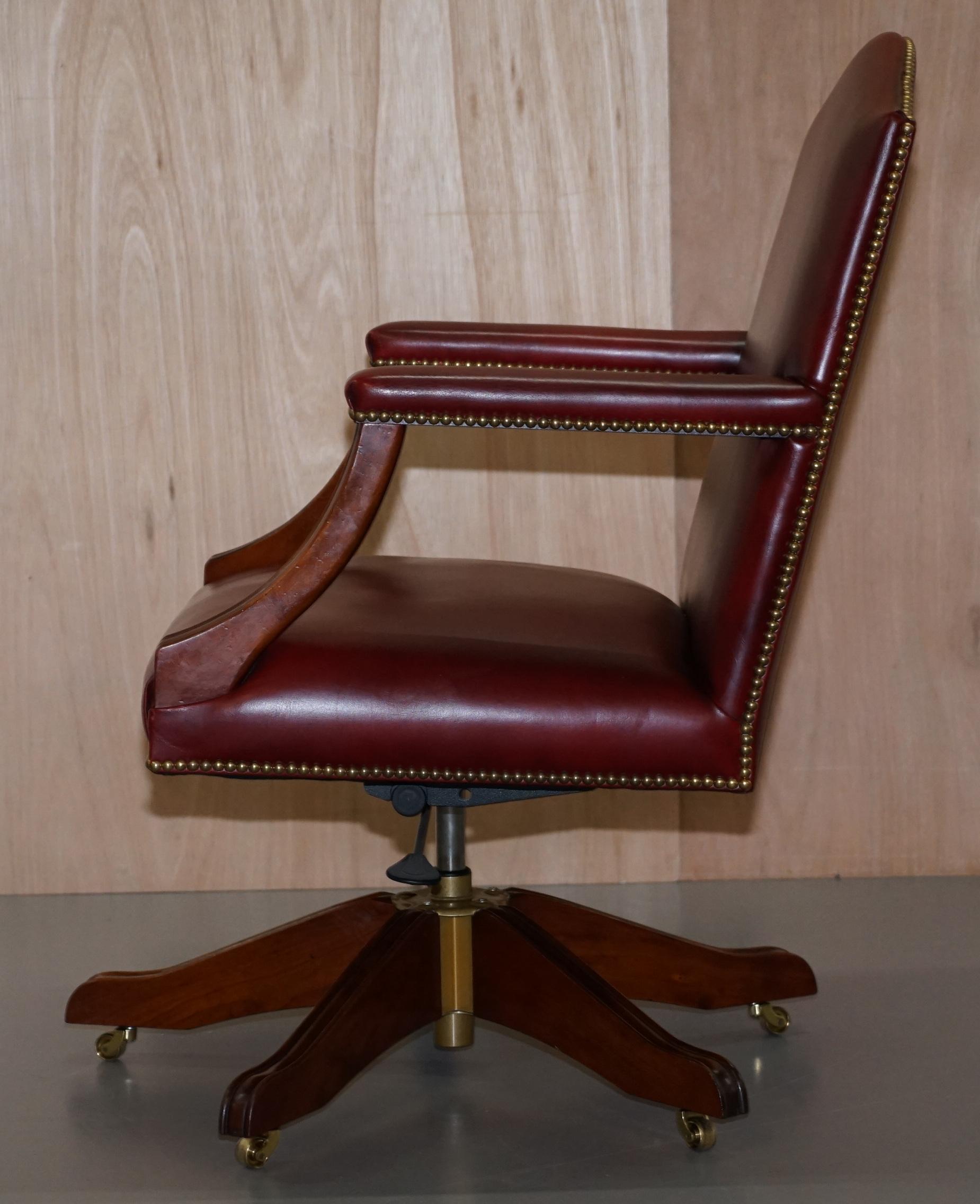 Harrods London Kennedy Oxblood Leather Captains Directors Chair 7