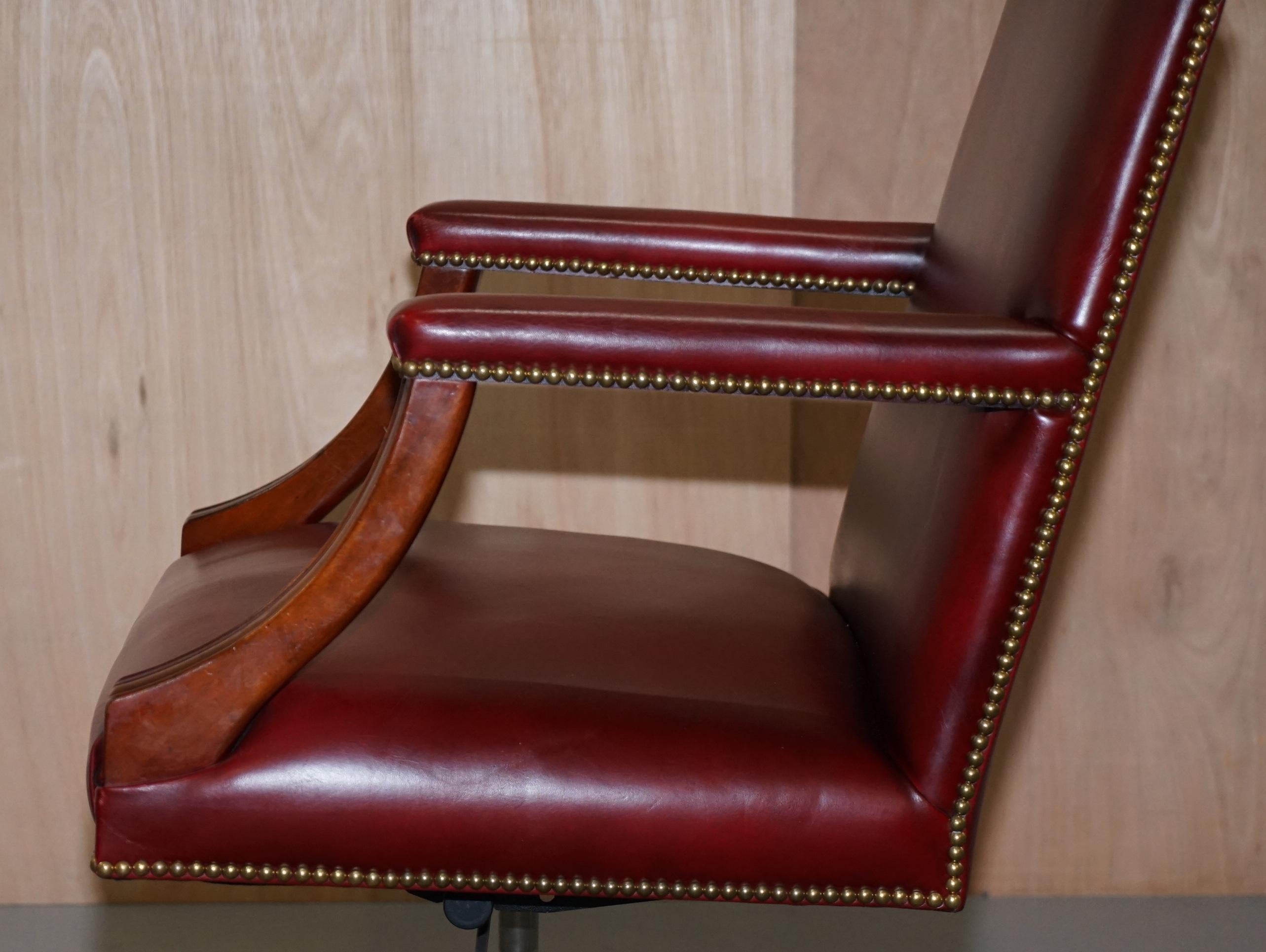 Harrods London Kennedy Oxblood Leather Captains Directors Chair 8