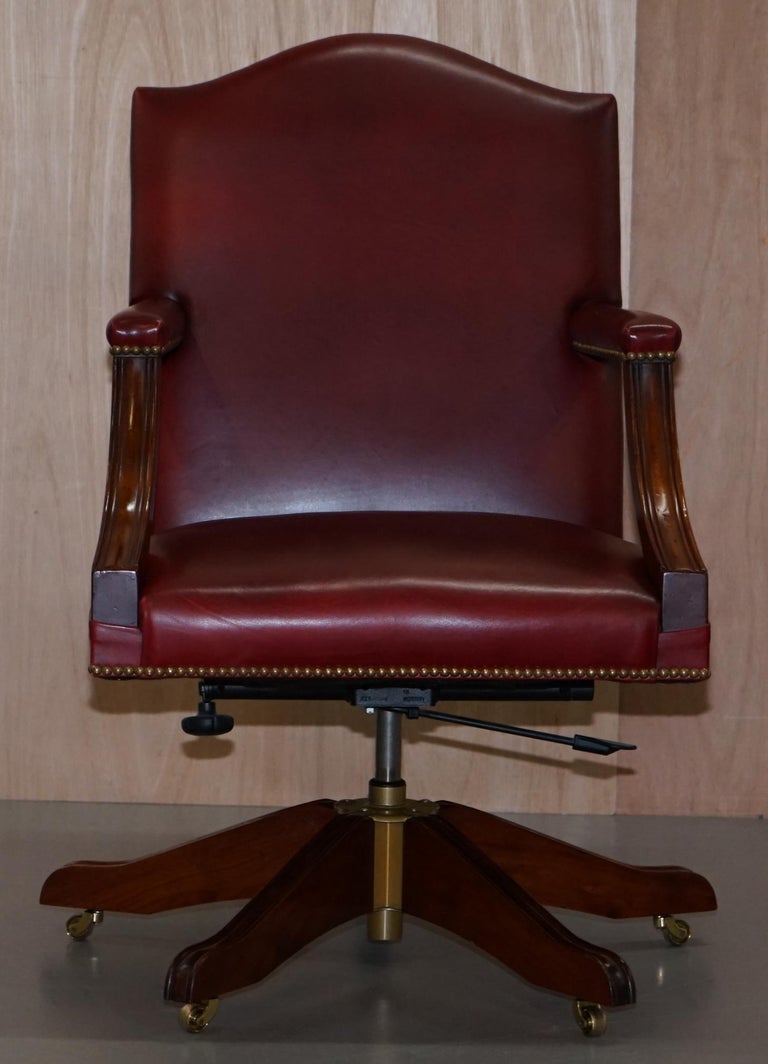 Harrods London Kennedy Oxblood Leather Captains Directors Chair at