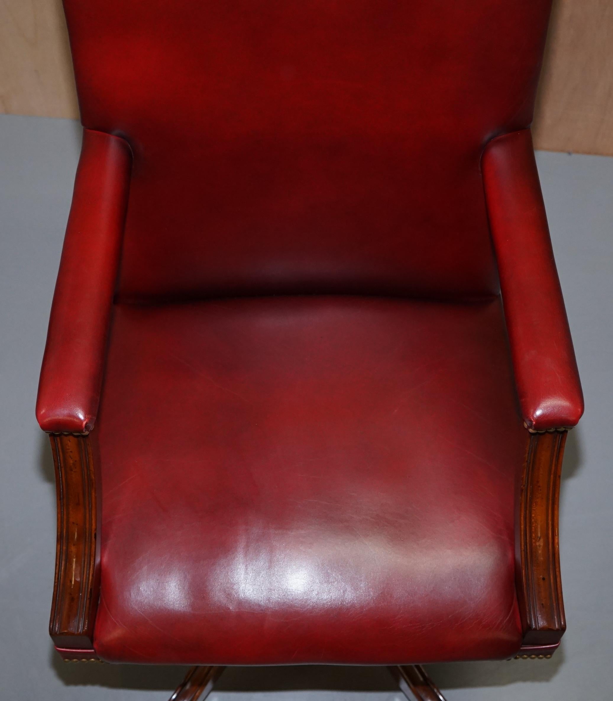 Hand-Crafted Harrods London Kennedy Oxblood Leather Captains Directors Chair