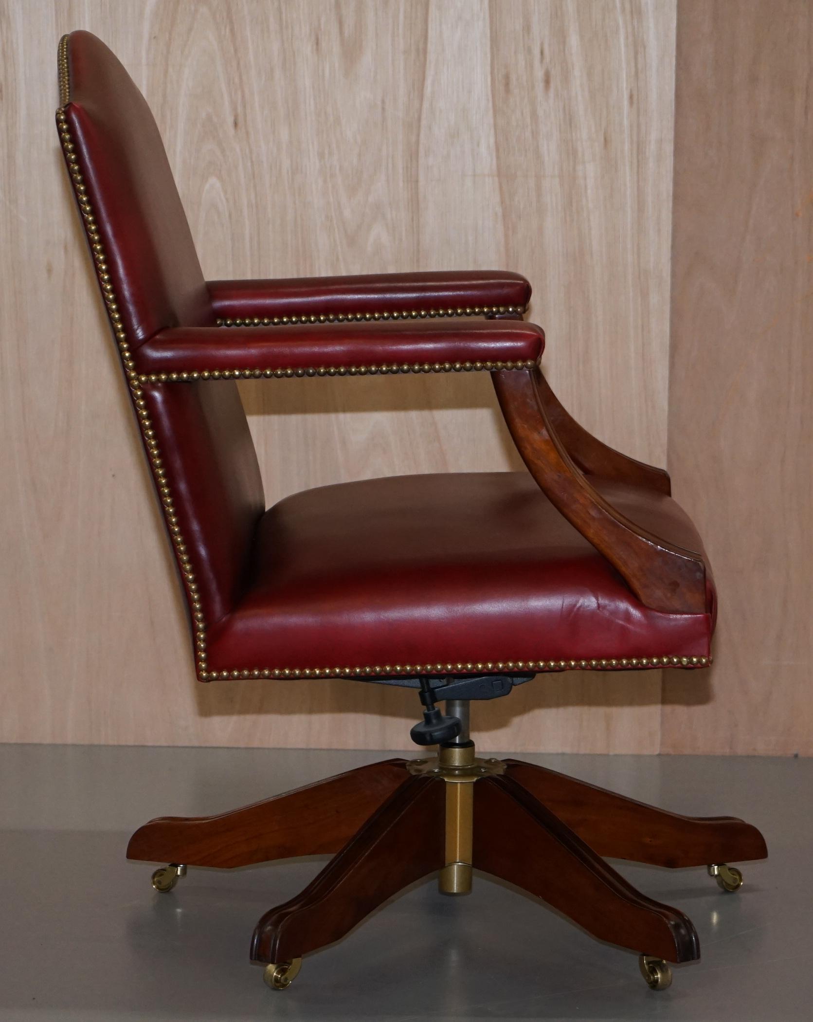 Harrods London Kennedy Oxblood Leather Captains Directors Chair 2