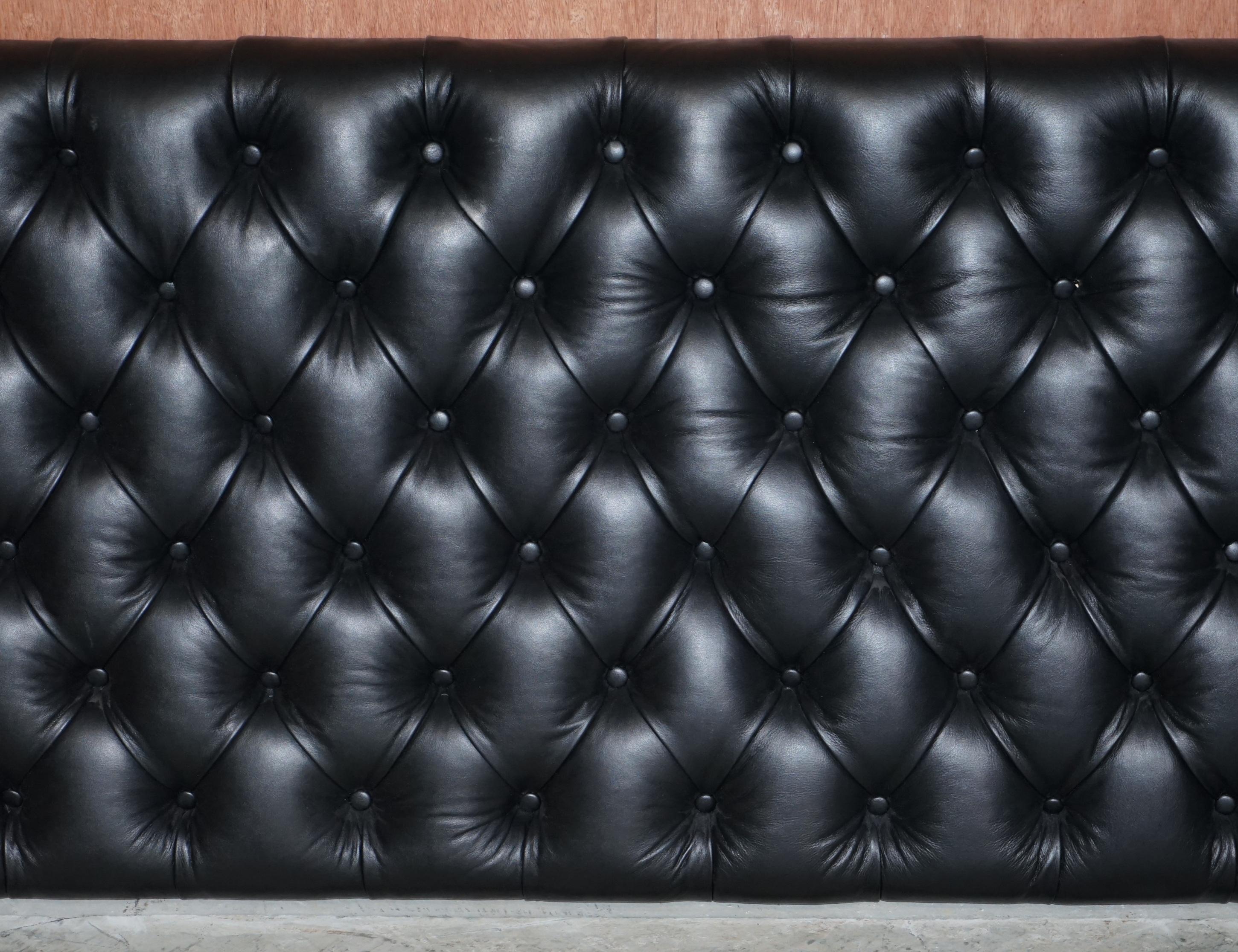 black leather tufted headboard