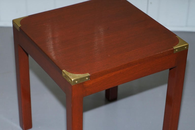 Harrods London Light Mahogany Military Campaign Lamp Side End Table at