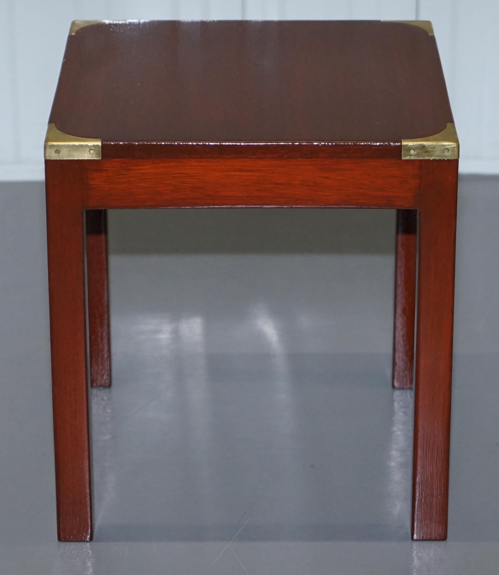 Harrods London Light Mahogany Military Campaign Lamp Side End Table 1