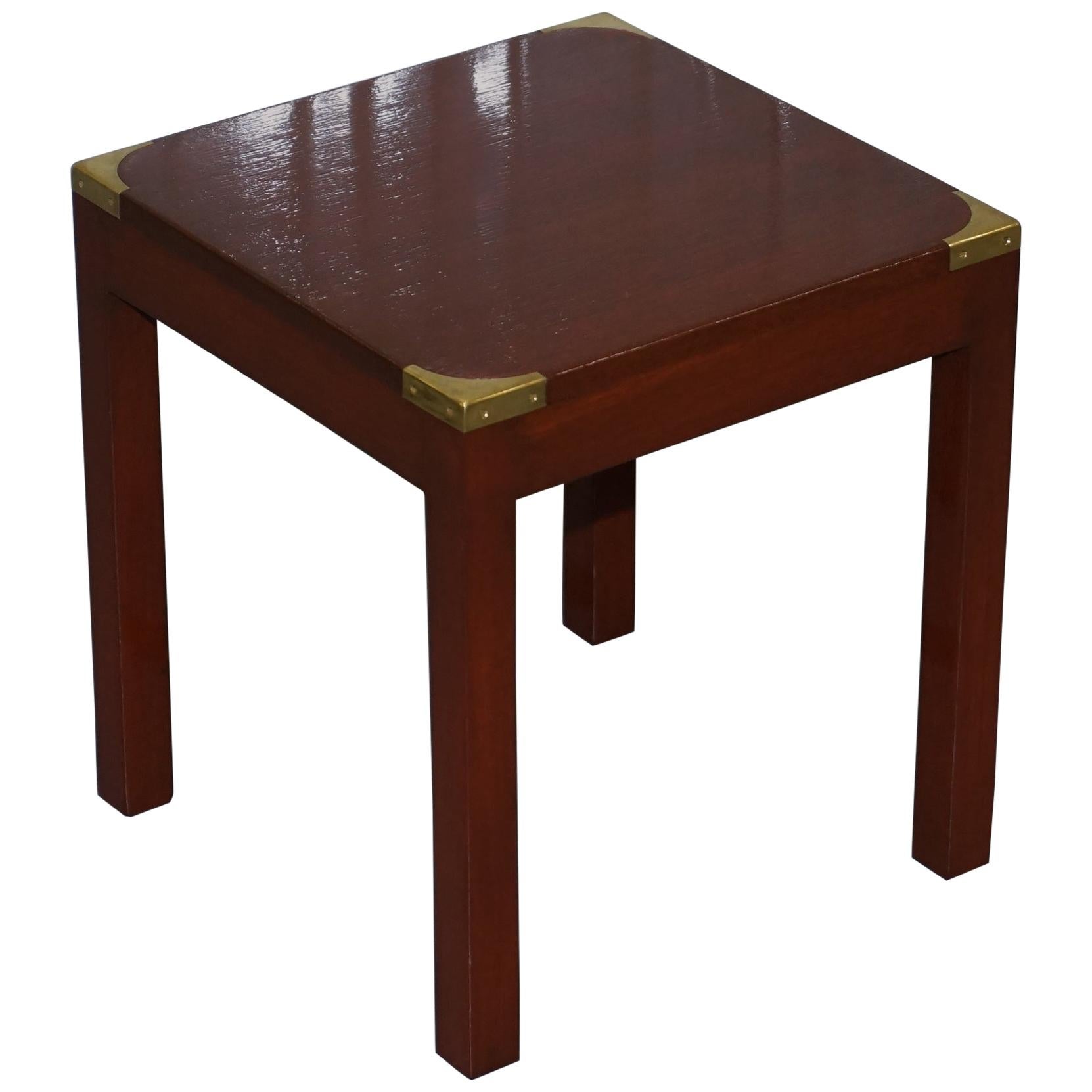 Harrods London Light Mahogany Military Campaign Lamp Side End Table