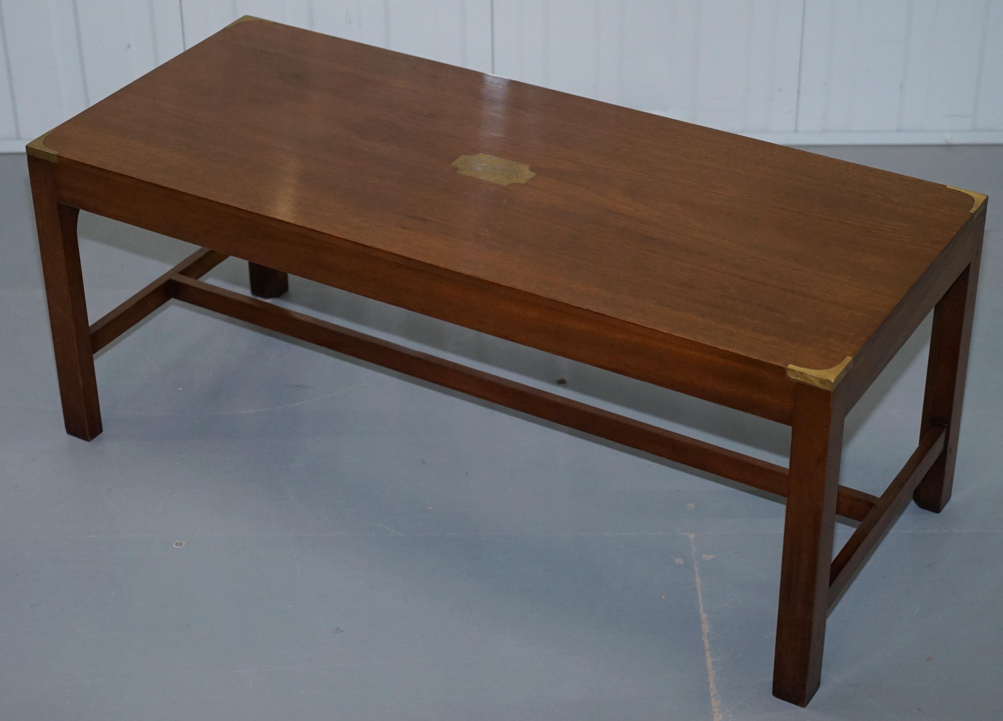 English Harrods London Mahogany Kennedy Furniture Military Campaign Coffee Table