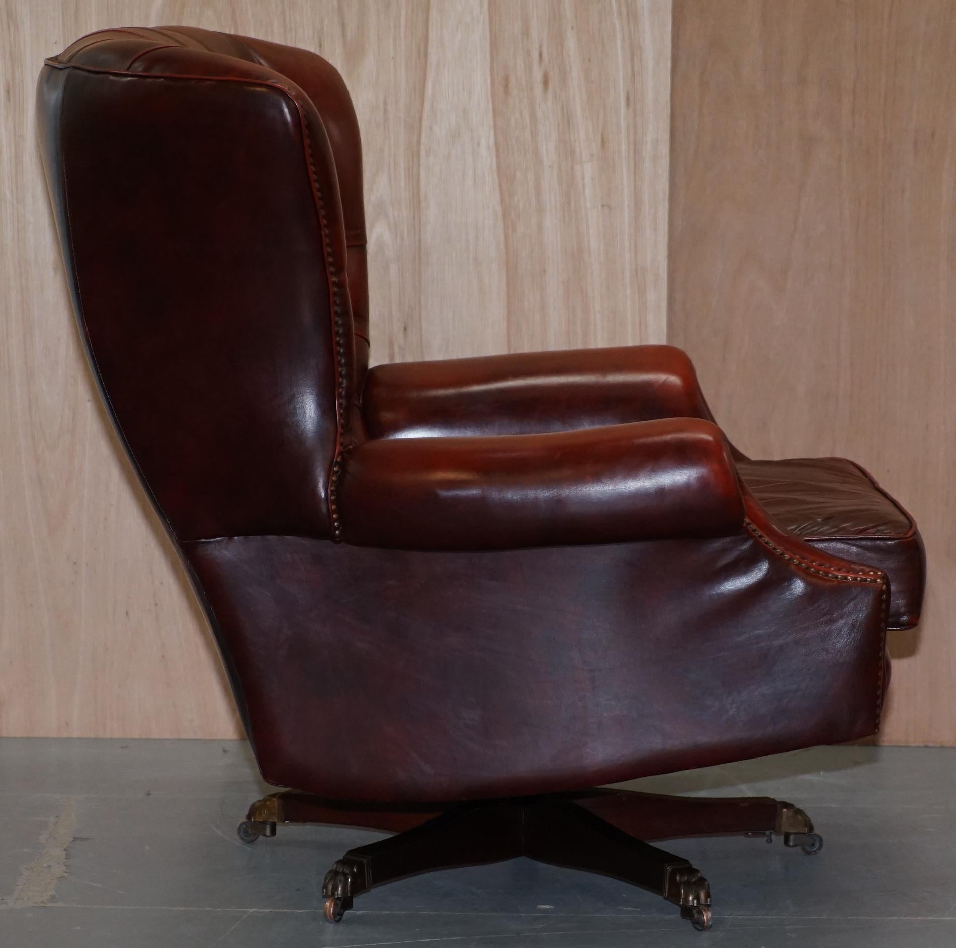 Harrods London Oversized Oxblood Leather Wingback Library Office Reading Chair 3