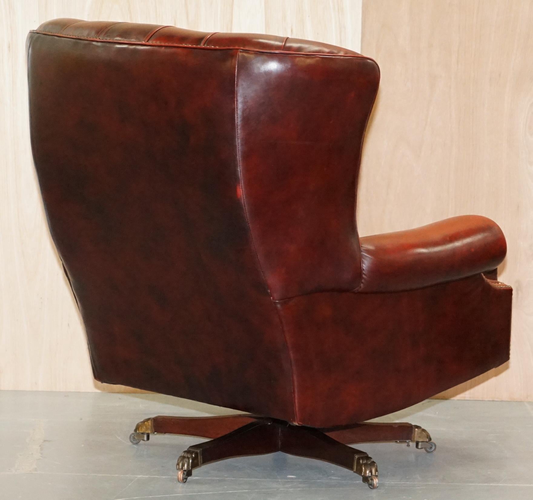Harrods London Oversized Oxblood Leather Wingback Library Office Reading Chair 4