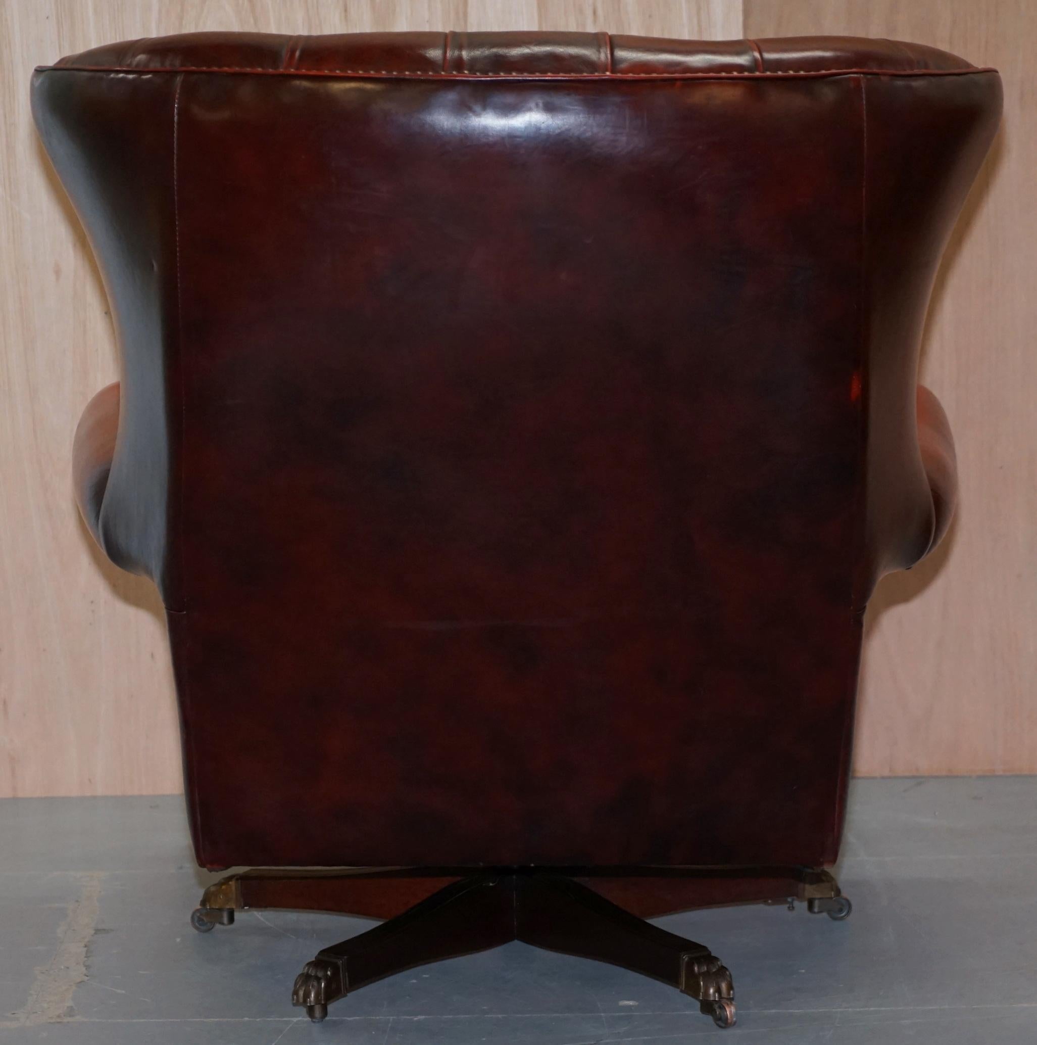 Harrods London Oversized Oxblood Leather Wingback Library Office Reading Chair 4