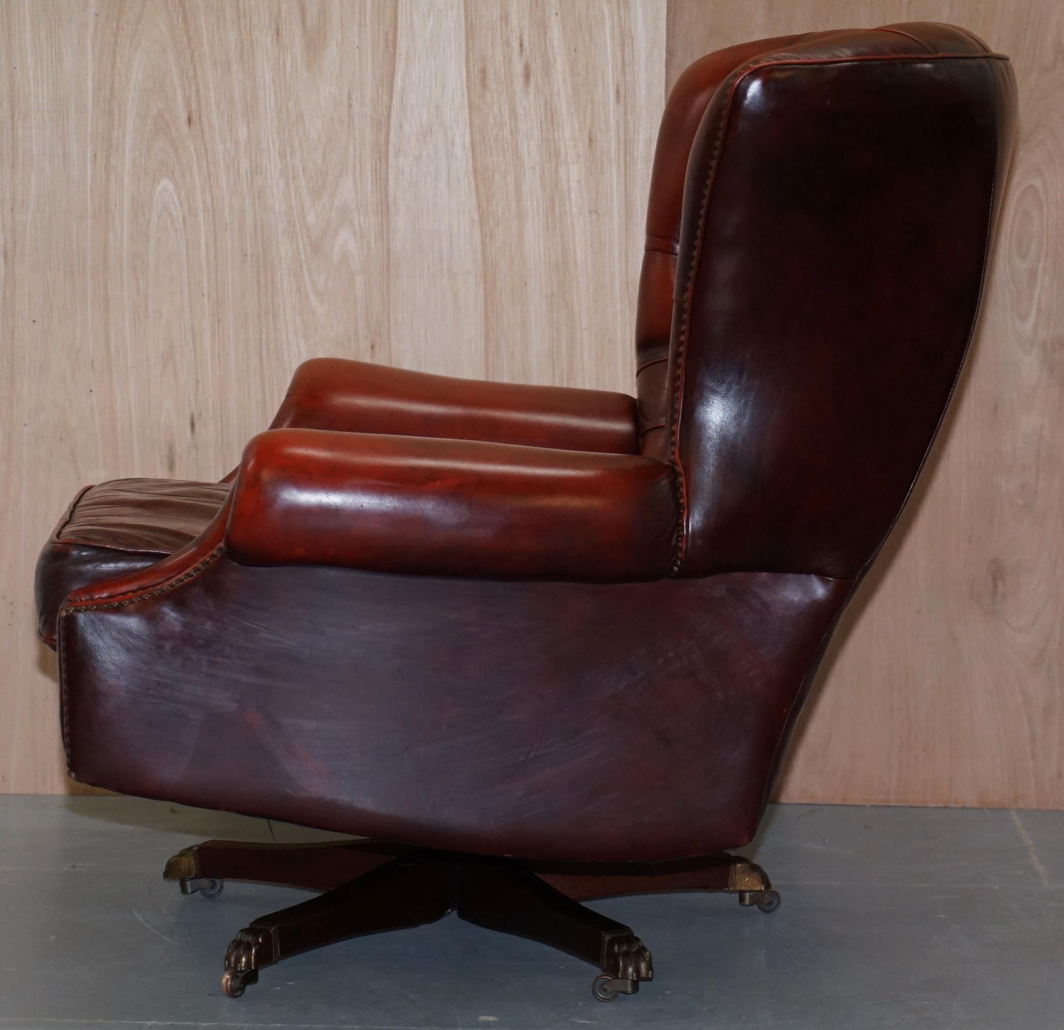 Harrods London Oversized Oxblood Leather Wingback Library Office Reading Chair 5