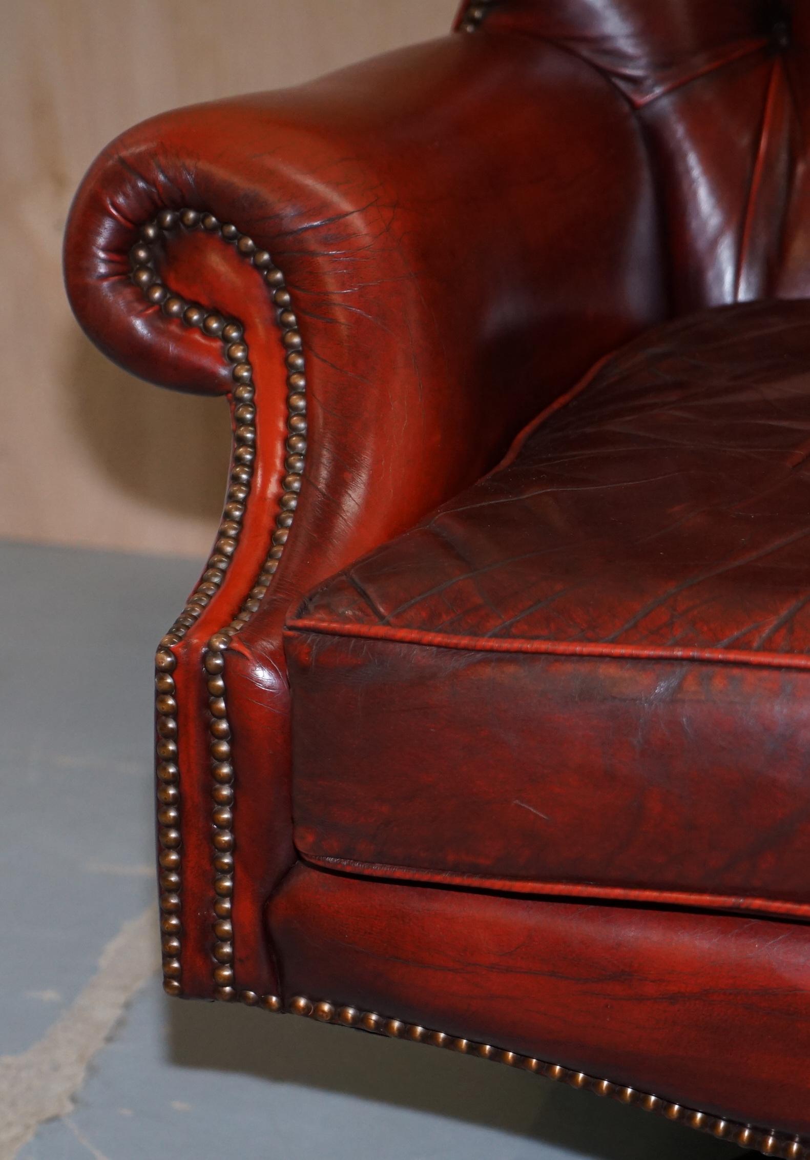 Hand-Crafted Harrods London Oversized Oxblood Leather Wingback Library Office Reading Chair