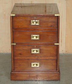 HARRODS LONDON REH KENNEDY HARDWOOD MILITARY CAMPAIGN TWO DRAWER FiLING CABINET