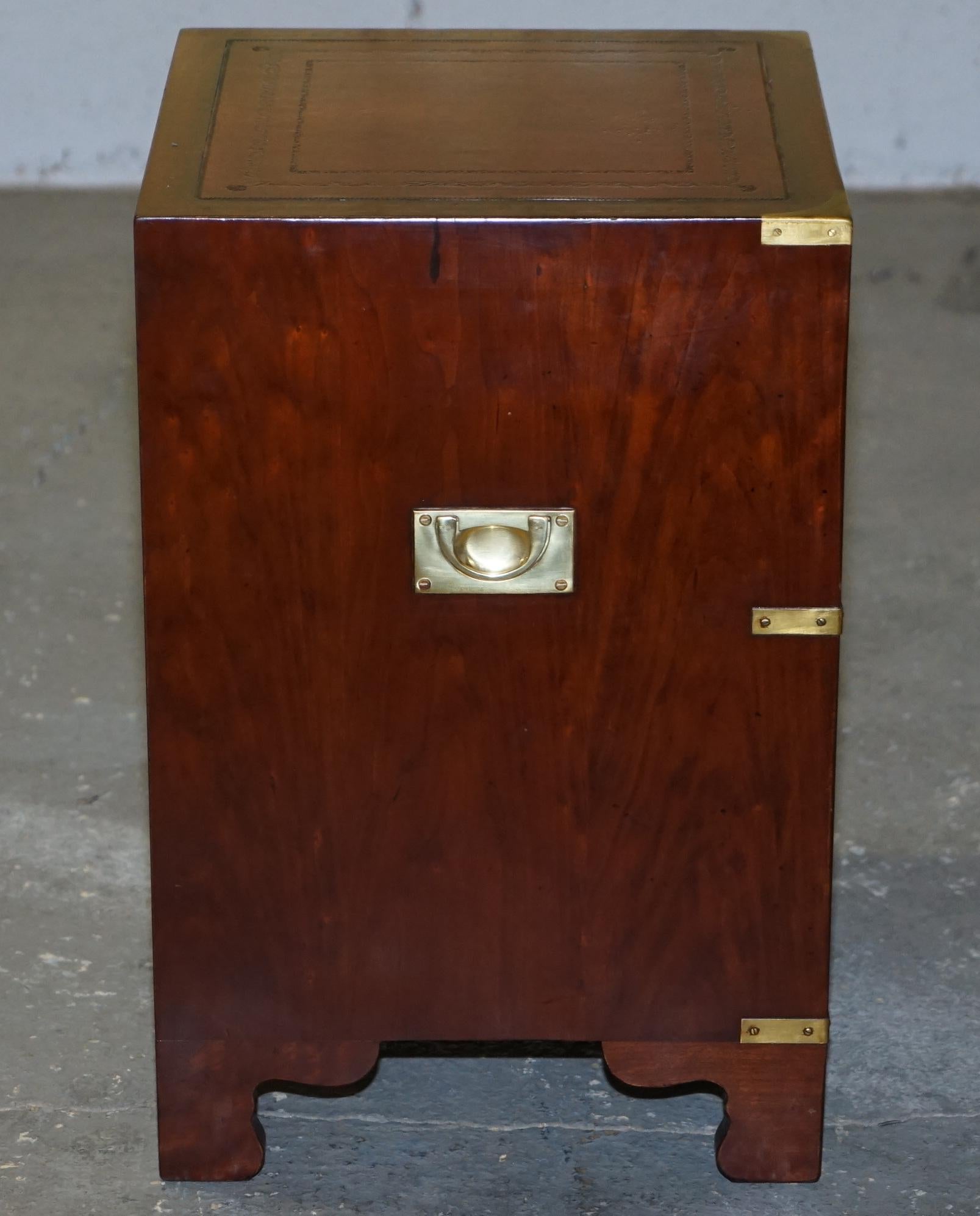 Hand-Crafted Harrods London Reh Kennedy Military Campaign Bedside Table Size Chest of Drawers