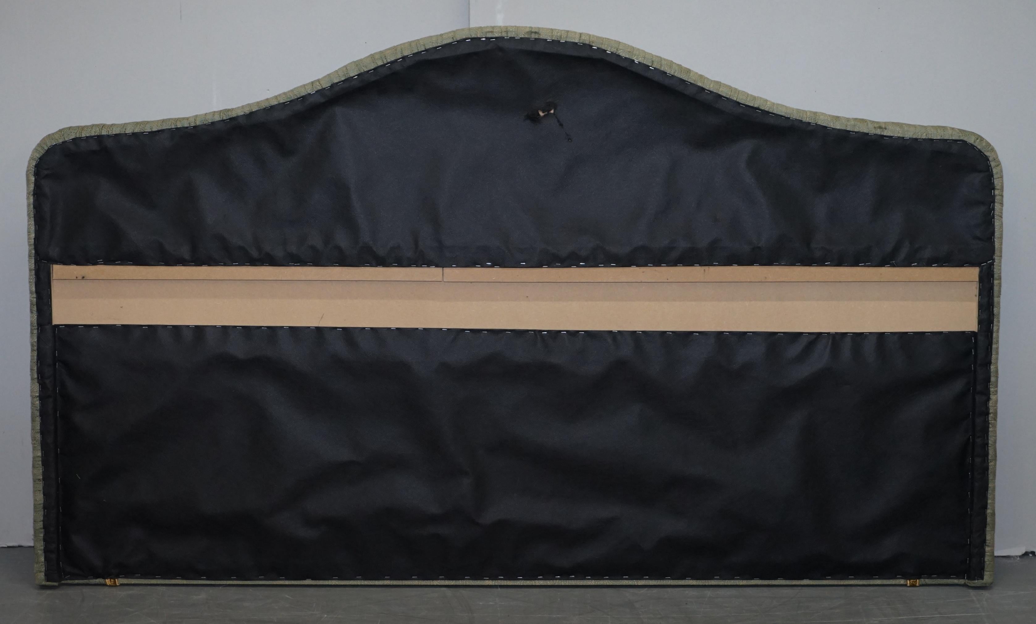 20th Century Harrods London Silk Upholstered Padded King Size Headboard Paisley Upholstery