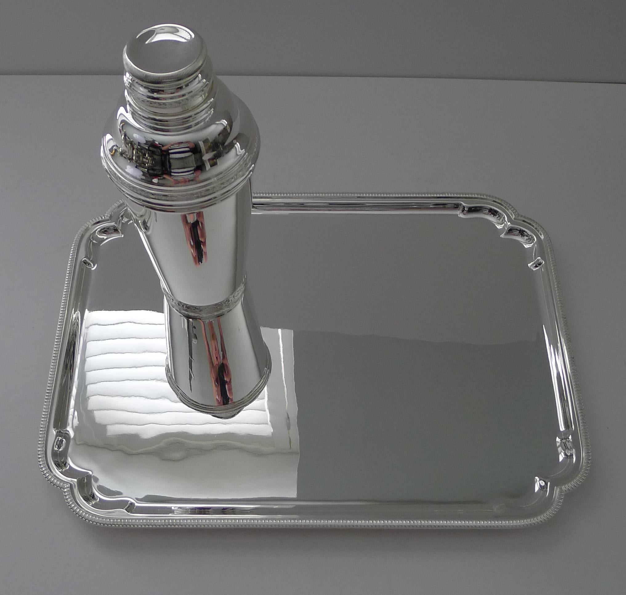 Harrods, Londres - Bandeja plateada para bebidas / cócteles c.1920 Chapado en plata en venta
