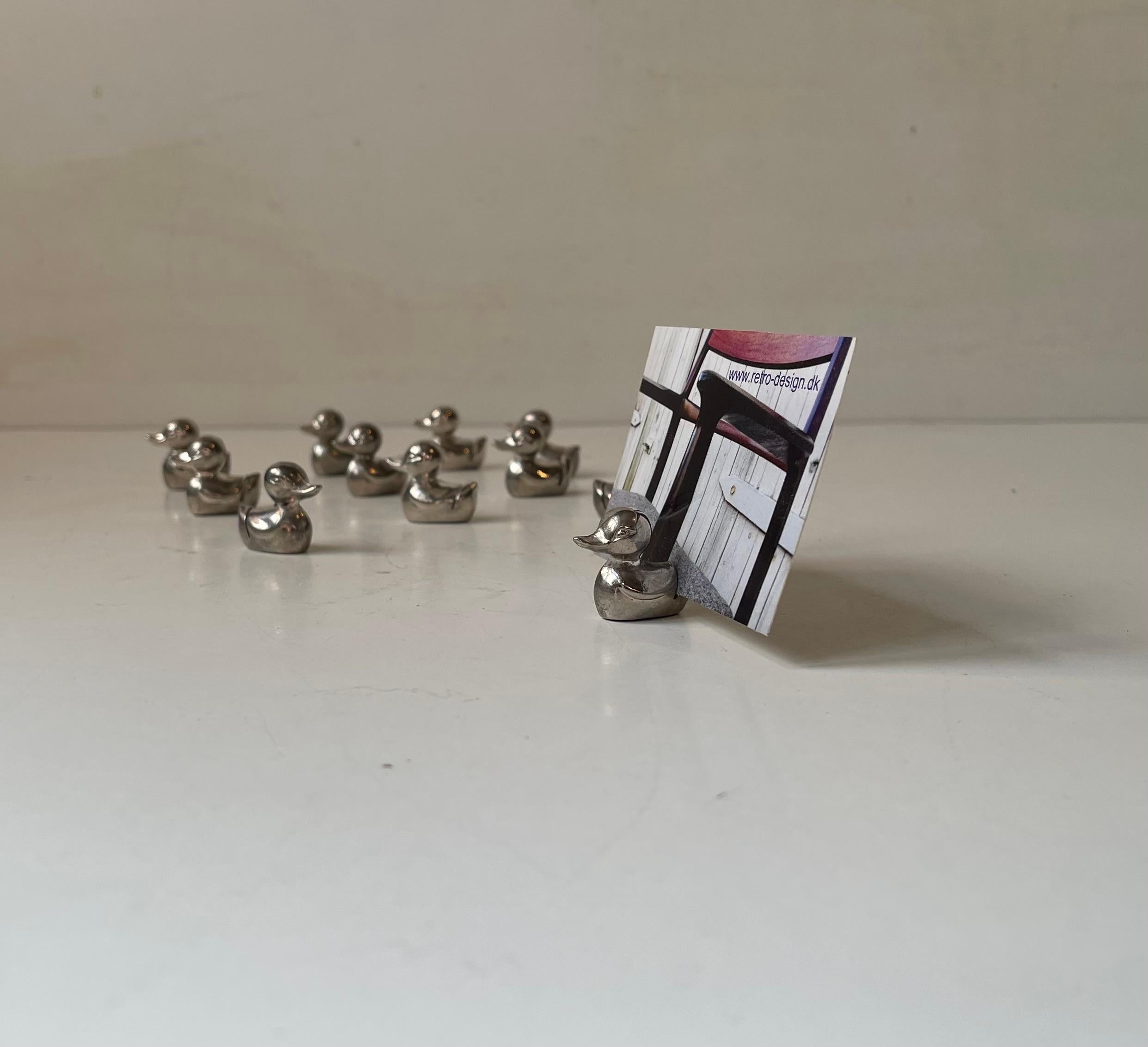 Harrods London - Vintage Silver Plated Duck Name Card Holders In Good Condition For Sale In Esbjerg, DK