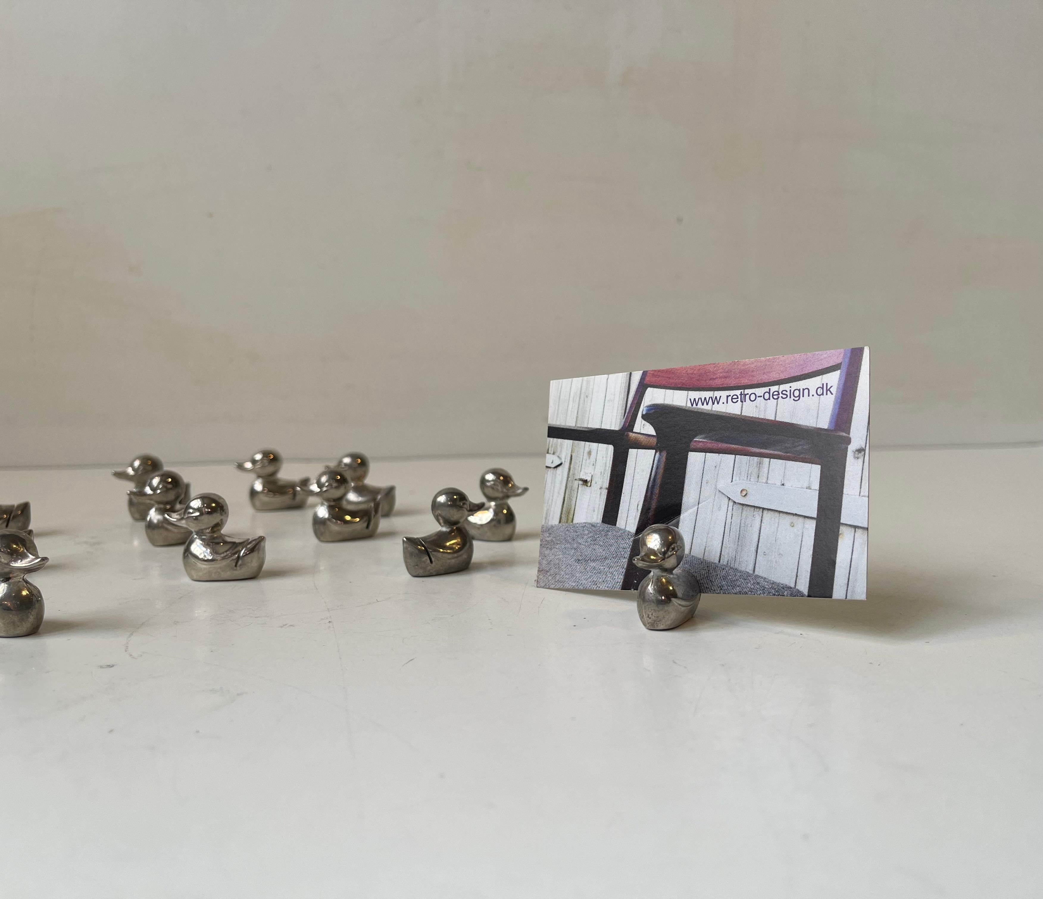 Late 20th Century Harrods London - Vintage Silver Plated Duck Name Card Holders For Sale