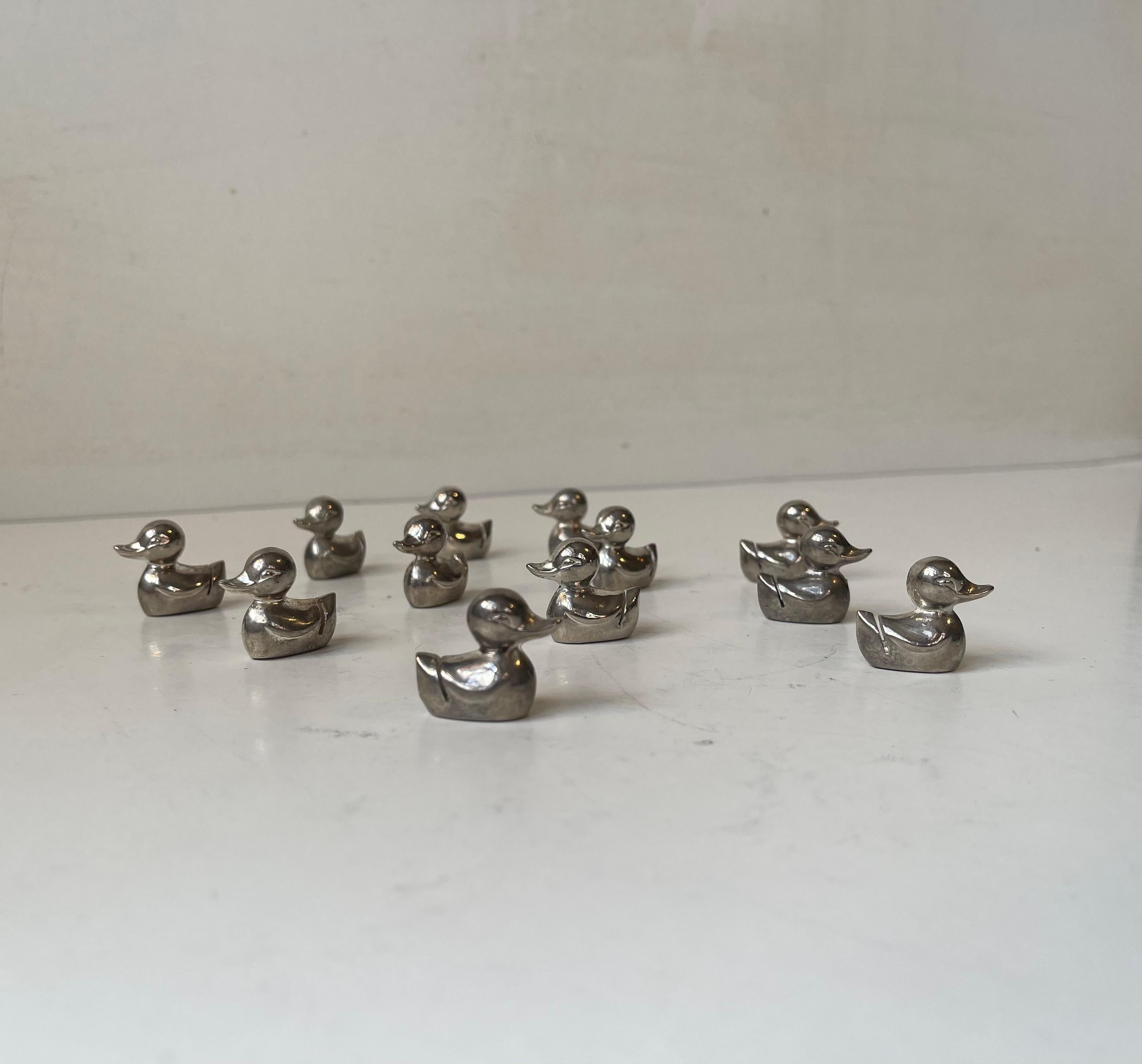 Harrods London - Vintage Silver Plated Duck Name Card Holders For Sale 1