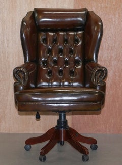 Harrods Restored Hand Dyed President Brown Leather Directors Captains Chair