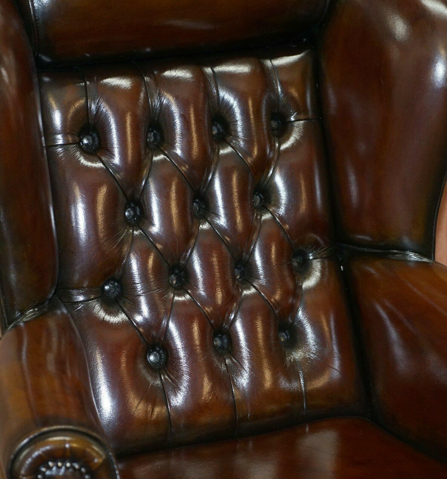 Hand-Crafted Harrods Restored Hand Dyed President Brown Leather Directors Captains Chair
