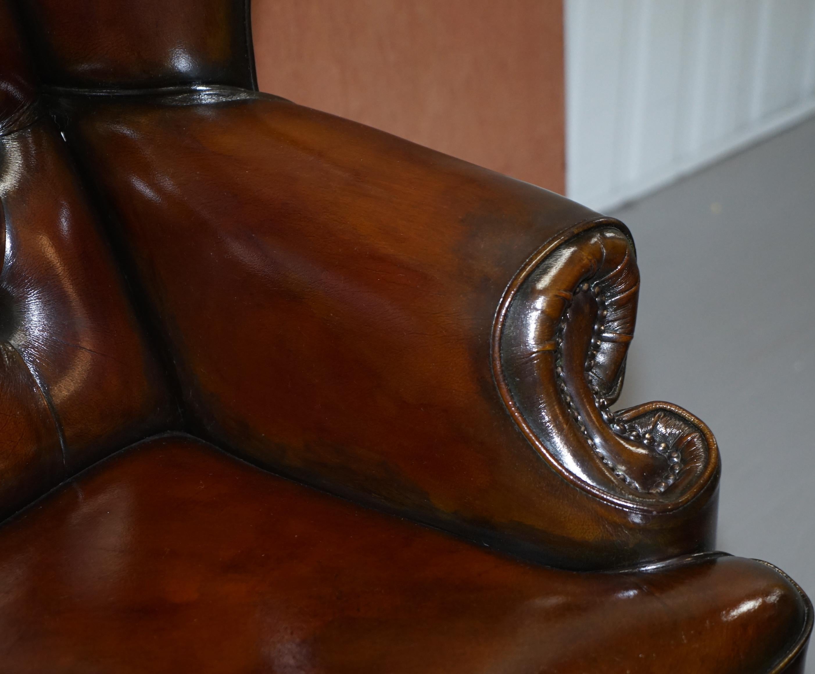 Hand-Crafted Harrods Restored Hand Dyed President Brown Leather Directors Captains Chair