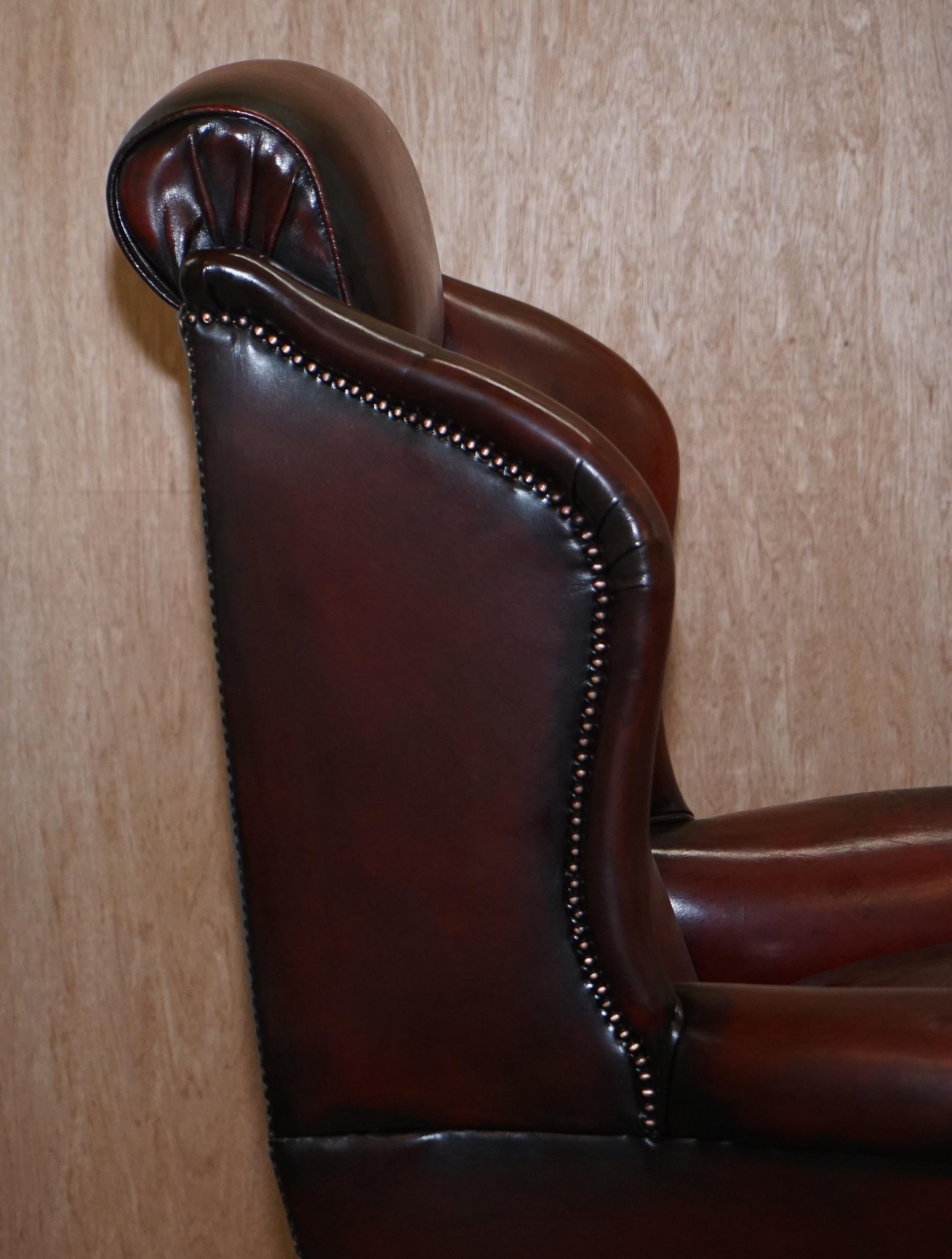 Harrods Restored Hand Dyed President Oxblood Leather Directors Captains Chair 9