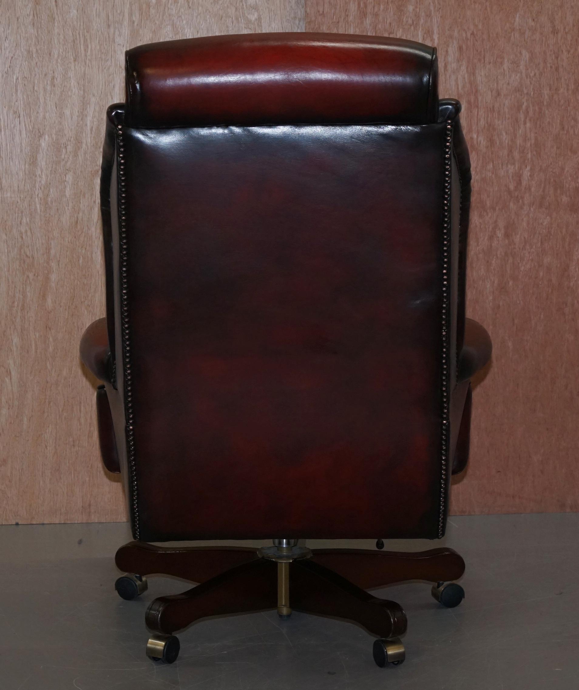 Harrods Restored Hand Dyed President Oxblood Leather Directors Captains Chair 11