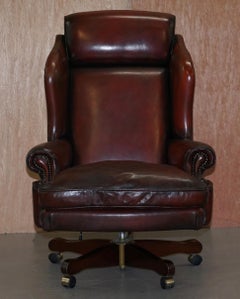 Harrods Restored Hand Dyed President Oxblood Leather Directors Captains Chair