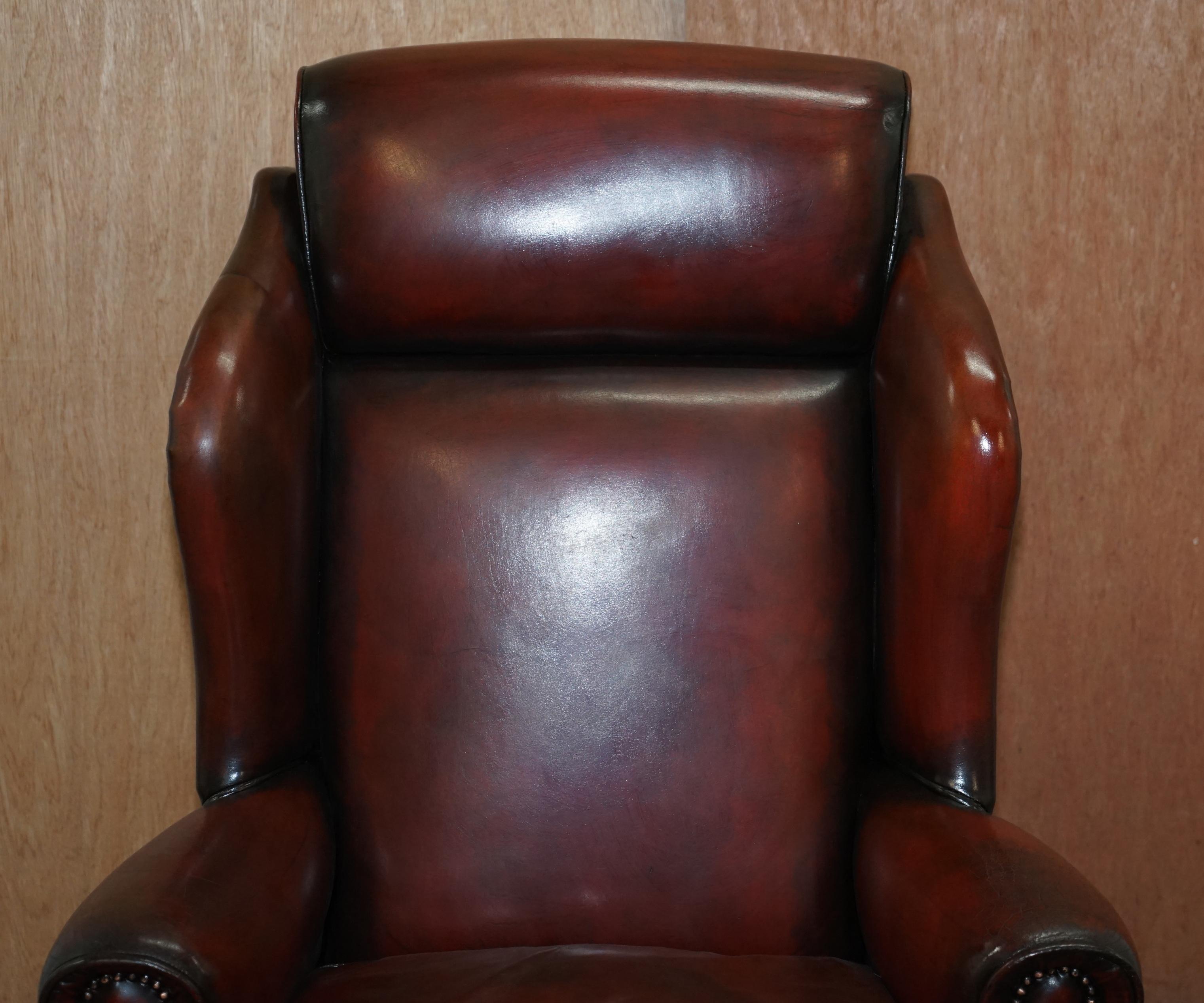 Hand-Crafted Harrods Restored Hand Dyed President Oxblood Leather Directors Captains Chair