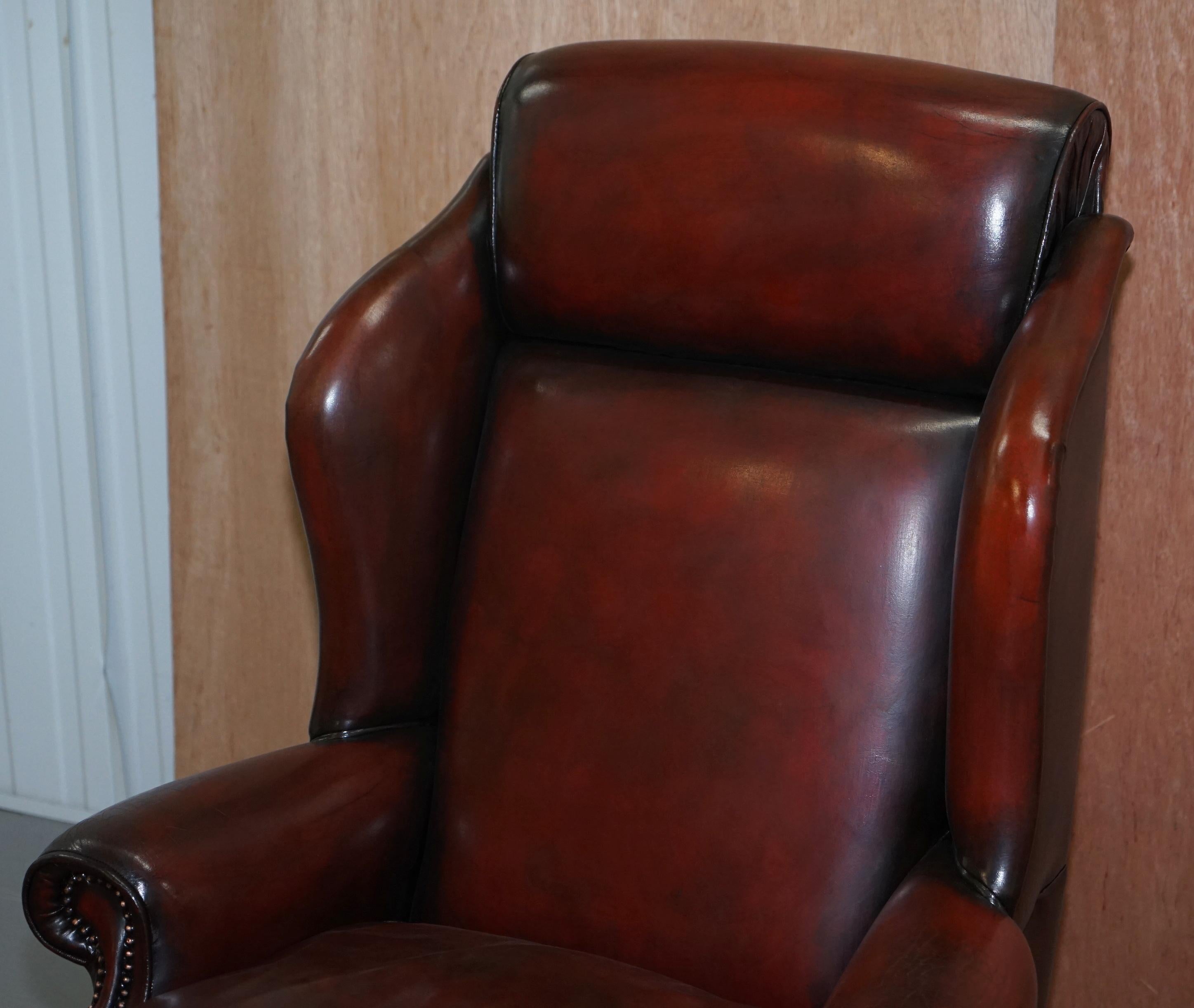20th Century Harrods Restored Hand Dyed President Oxblood Leather Directors Captains Chair
