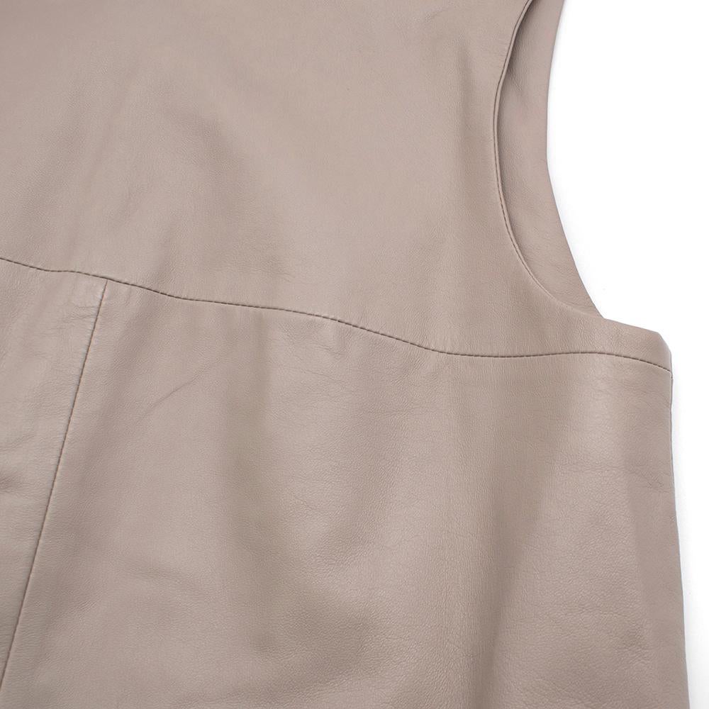 Harrods Taupe Leather Sleeveless Shift Dress - Size S  For Sale 4