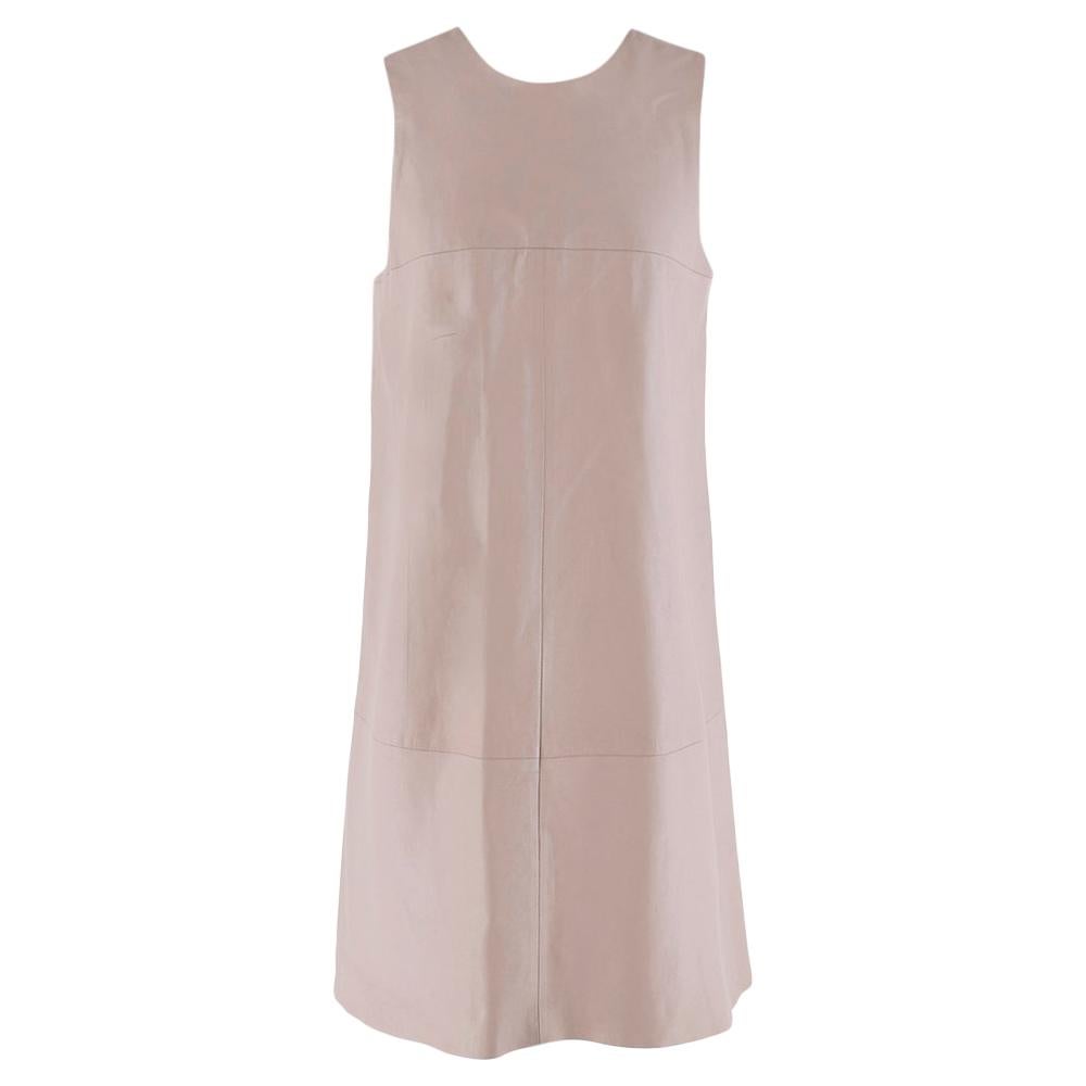 Harrods Taupe Leather Sleeveless Shift Dress - Size S  For Sale